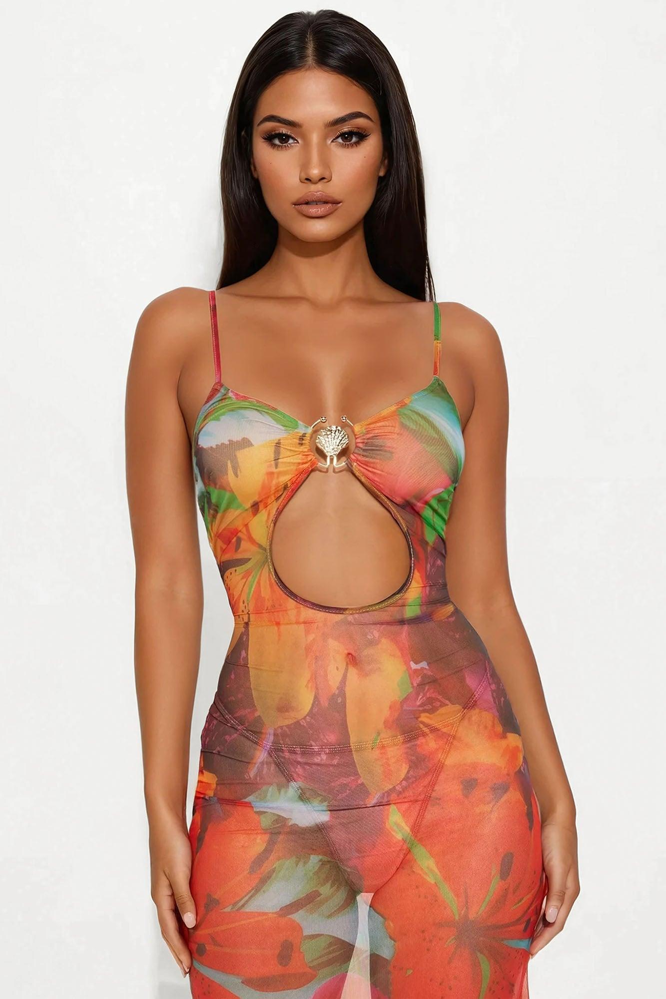 Have Some Fun Mesh Maxi Dress - Multi Color Product Image