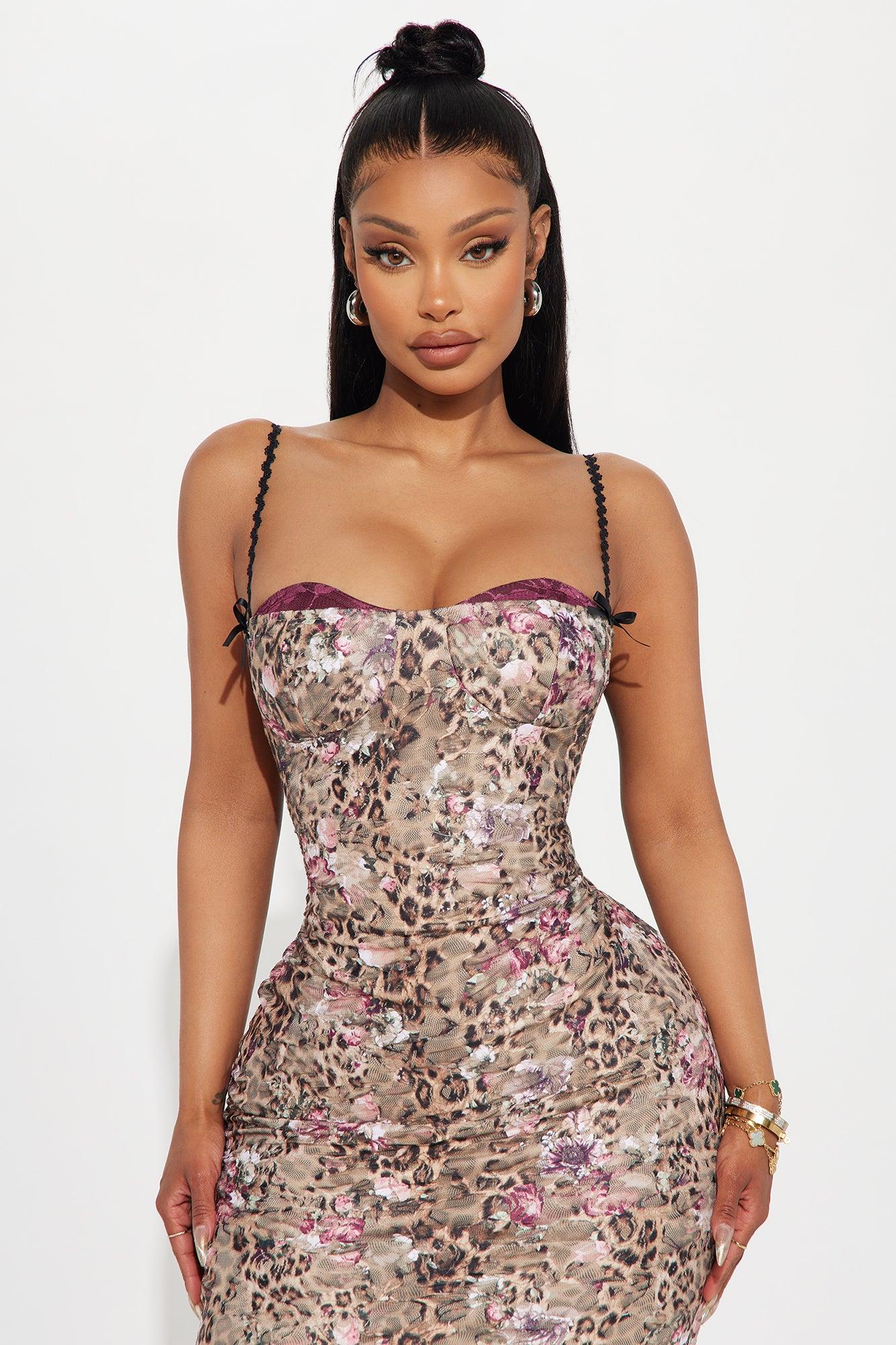 Sassy Lace Midi Dress - Leopard Product Image