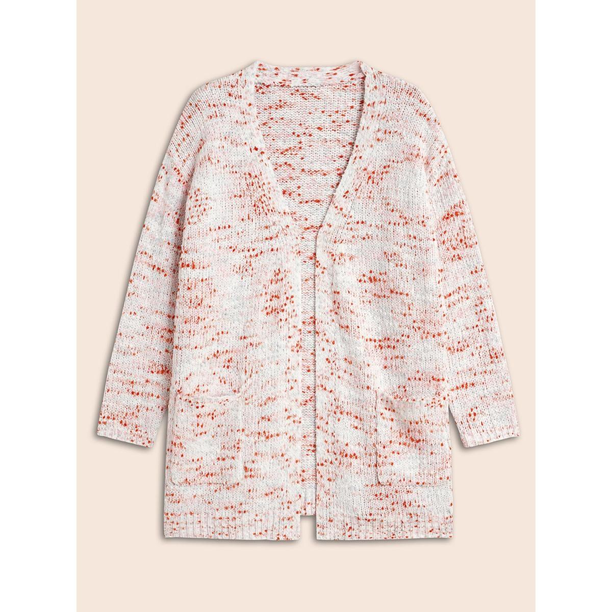 Plus Size Heather Drop Shoulder Pocket Cardigan Originalwhite Women Casual Loose Long Sleeve Everyday Cardigans BloomChic 22-24/3X Product Image