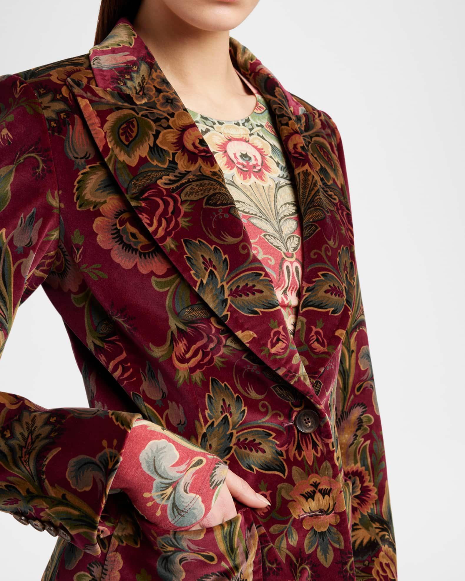 Floral Velvet Single-Breasted Jacket Product Image