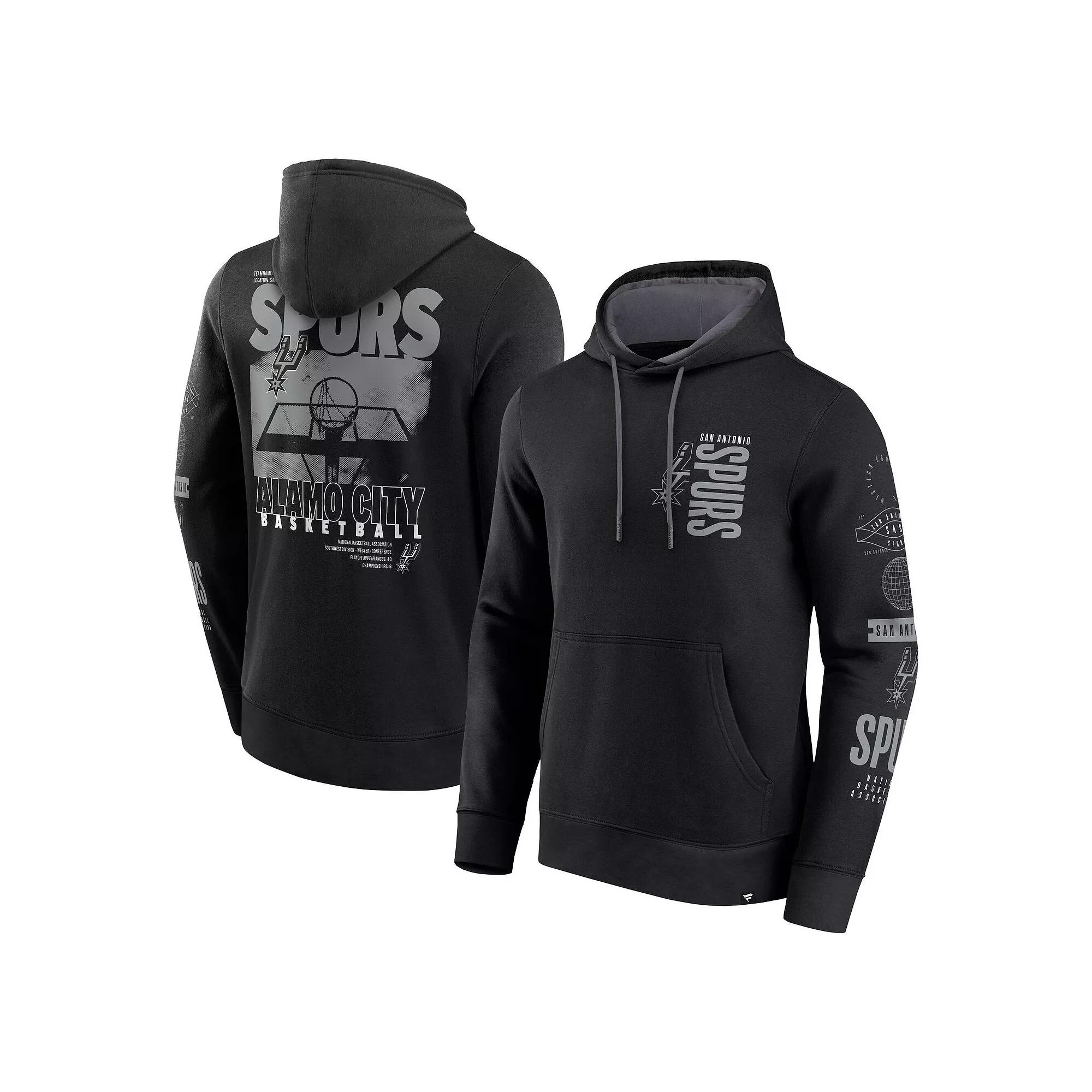 Men's Fanatics Black San Antonio Spurs Game Time Crossover Pullover Hoodie, Size: Medium Product Image