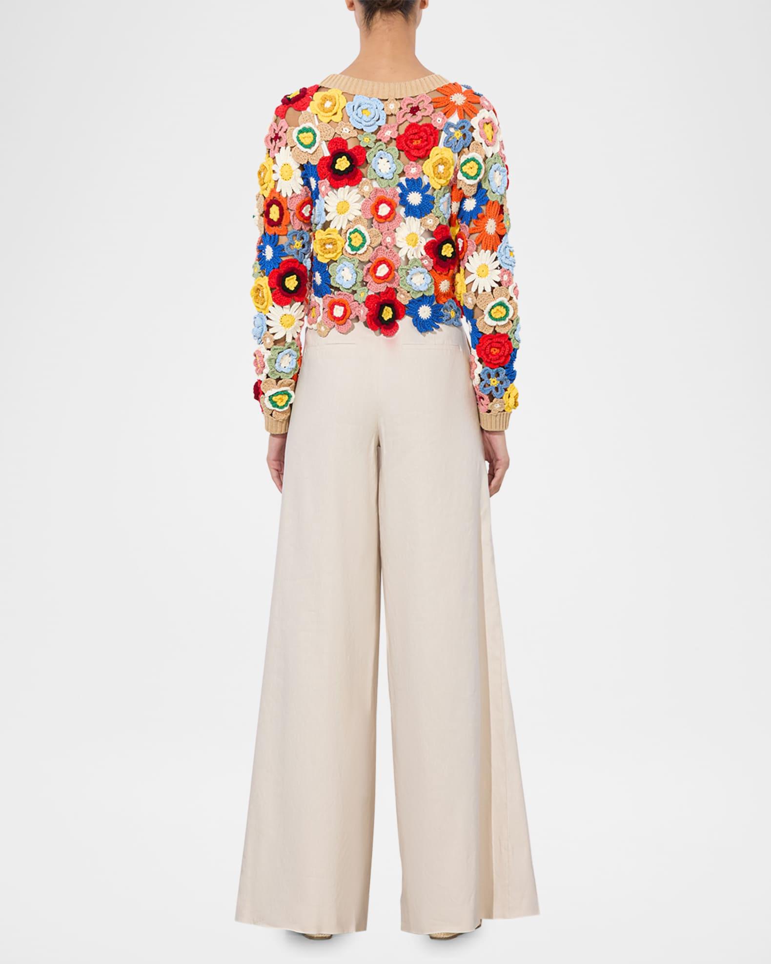 Bradley Cropped Floral Crochet Cardigan Product Image
