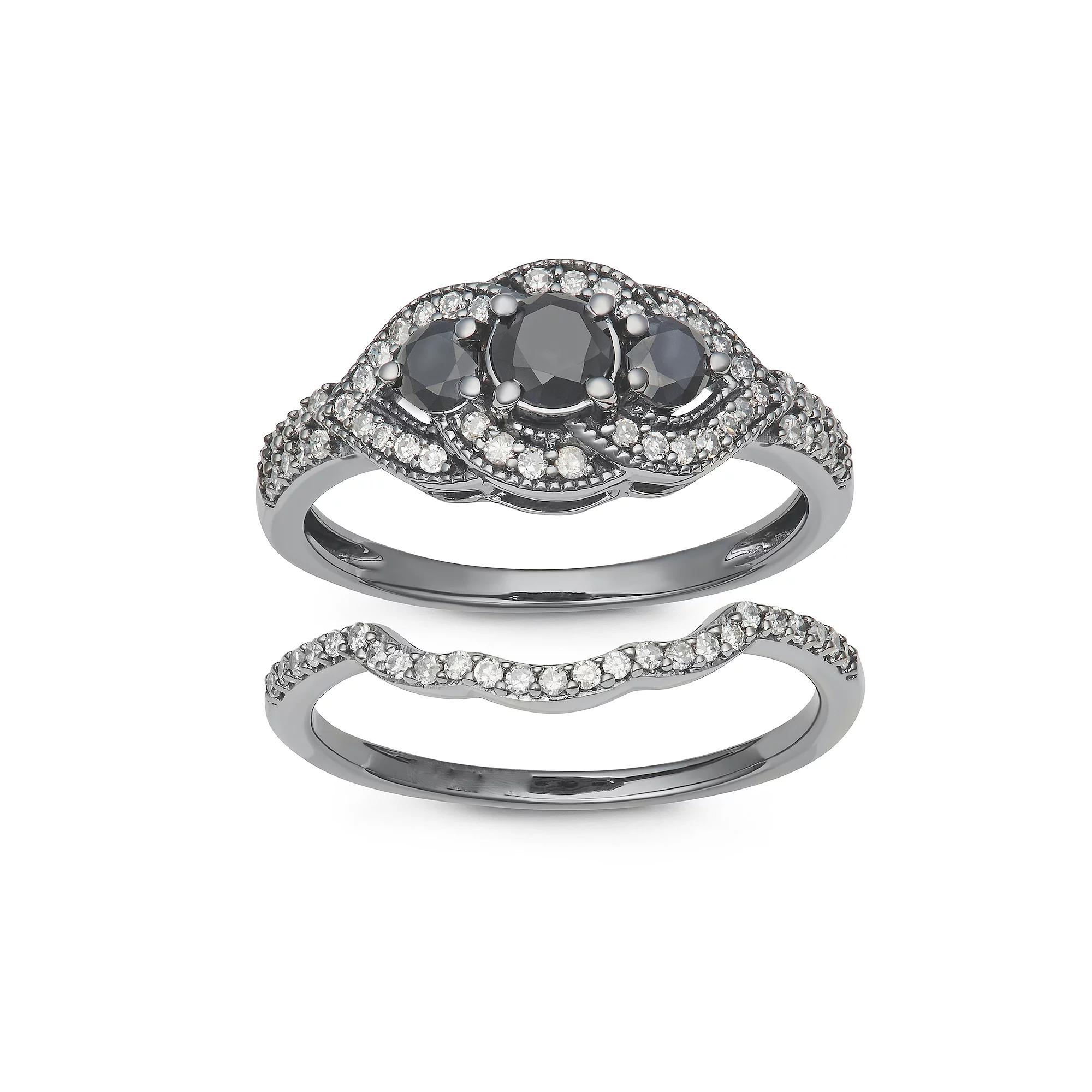 HDI 1 Carat T.W. Black Diamond Ring, Women's, Size: 5, 10k White Gold Product Image