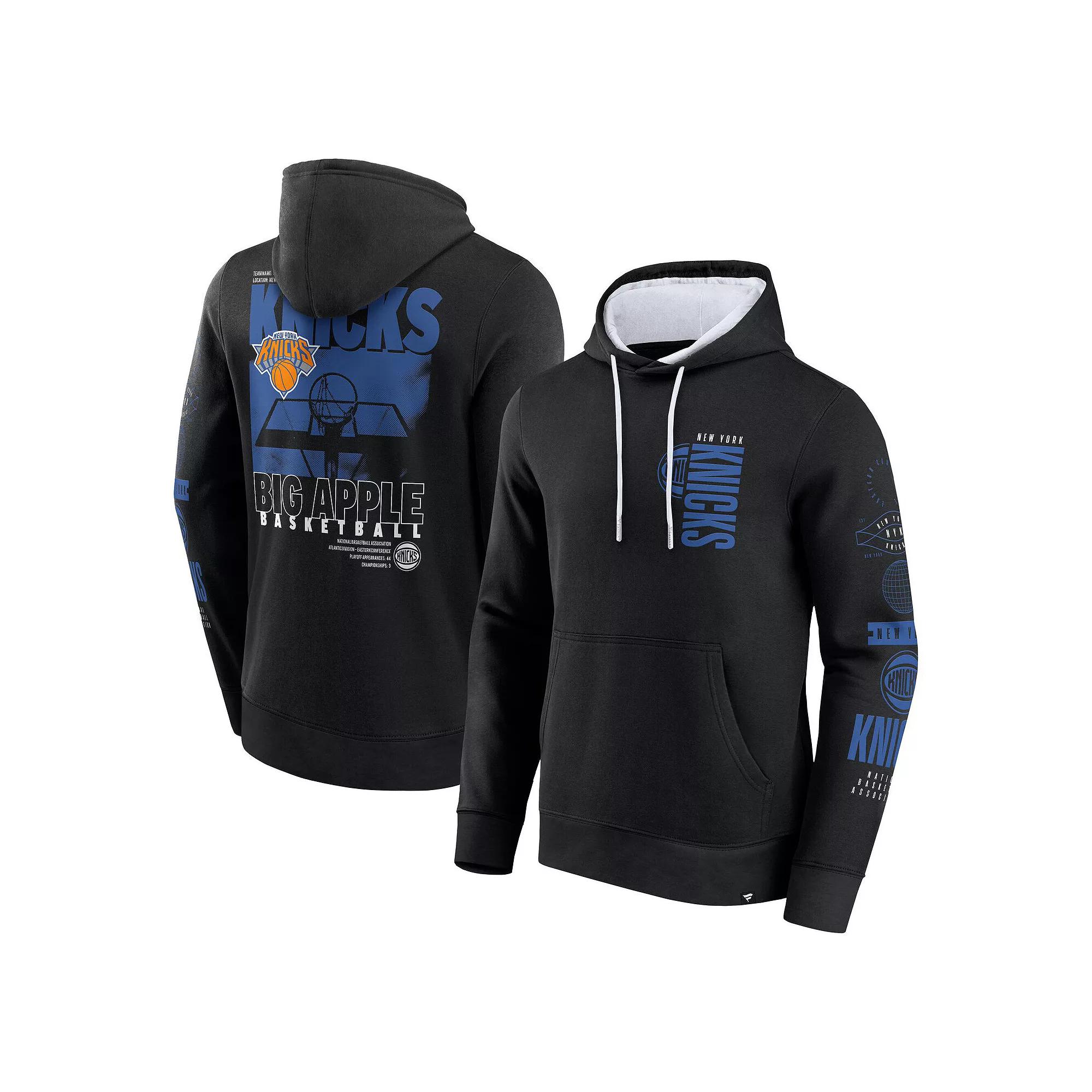 Men's Fanatics  Black New York Knicks Game Time Crossover Pullover Hoodie, Size: Large Product Image