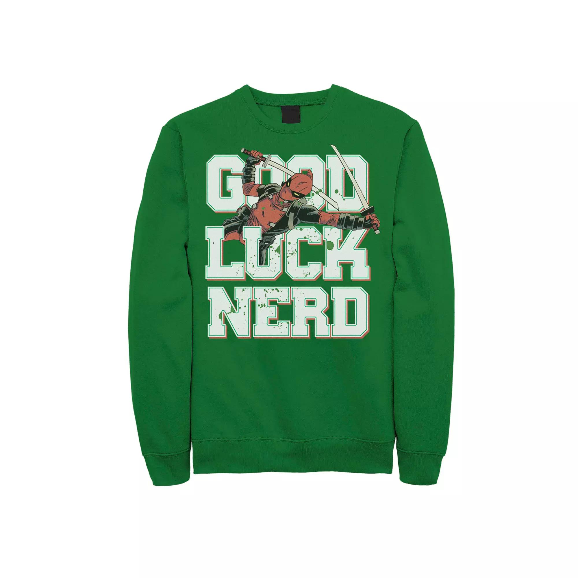 Men's Marvel Deadpool Good Luck Nerd St. Patrick's Day Sweatshirt, Size: XXL, Kelly Product Image