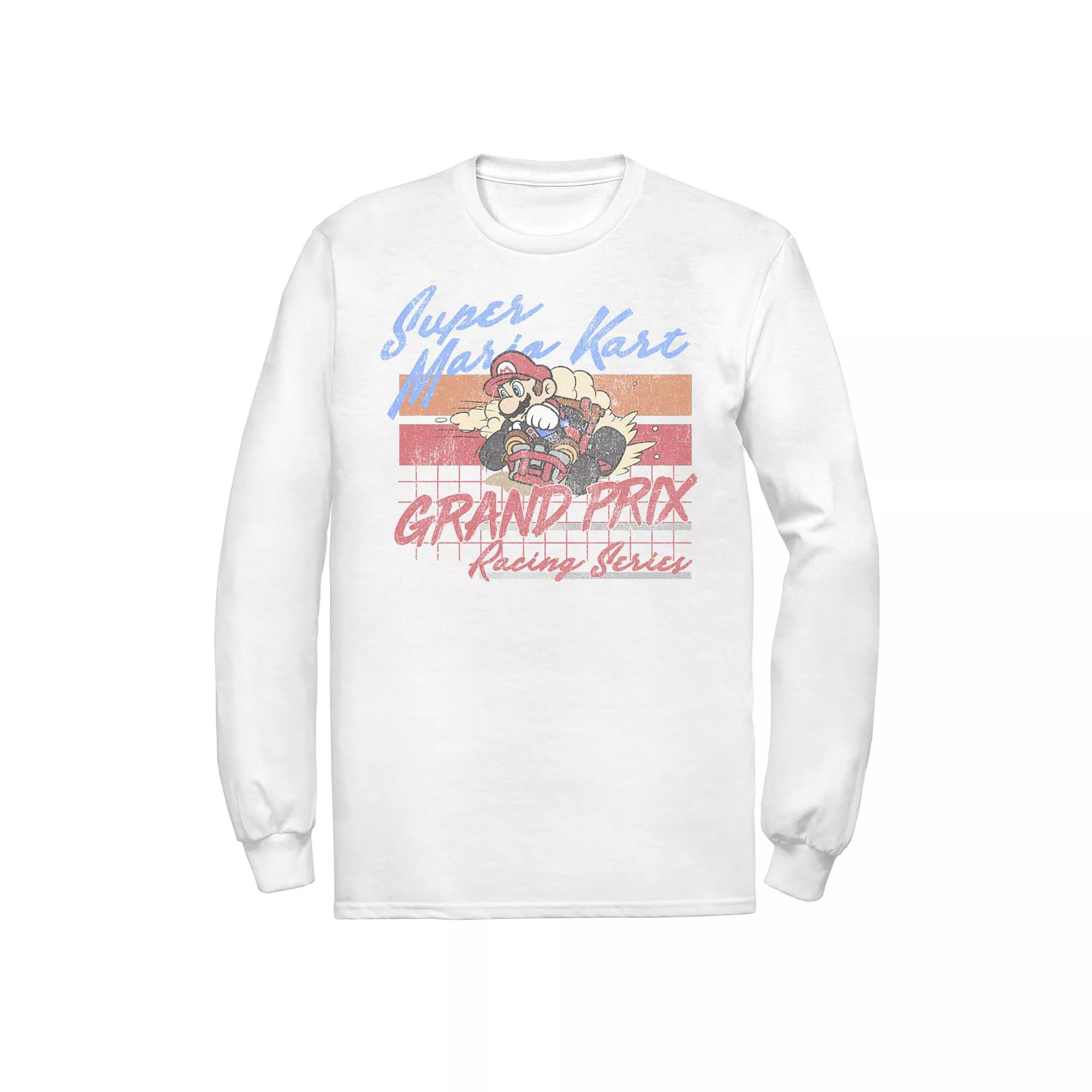 Men's Nintendo Mario Kart Racing Retro Drift Distressed Long Sleeve Tee,  Product Image