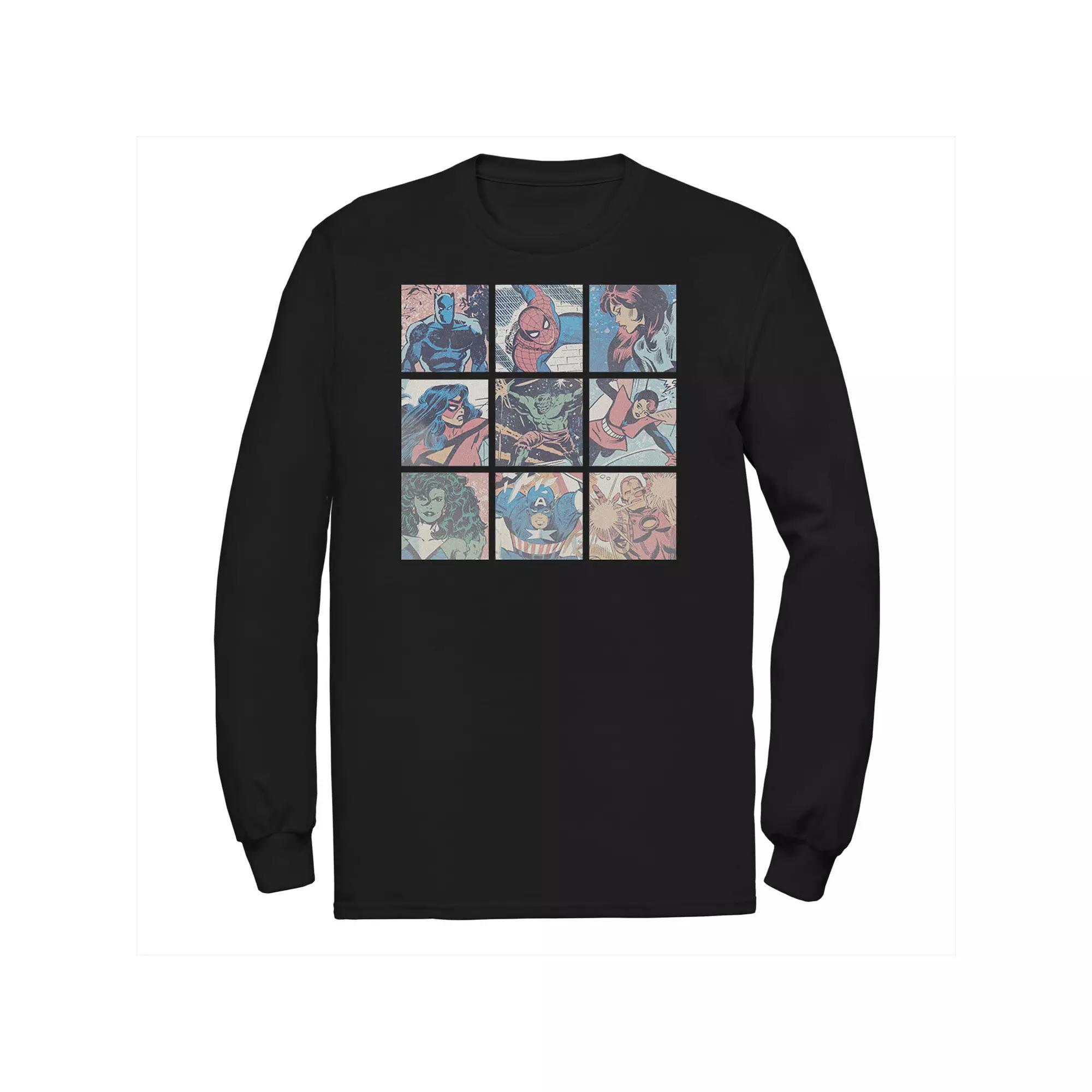 Big & Tall Marvel Pastel Heroes Group Grid Tee, Men's, Size: 4XL, Black Product Image