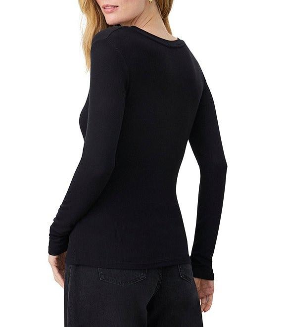 Splendid Valley Ribbed 3/4 Sleeve V-Neck Tee Shirt Product Image