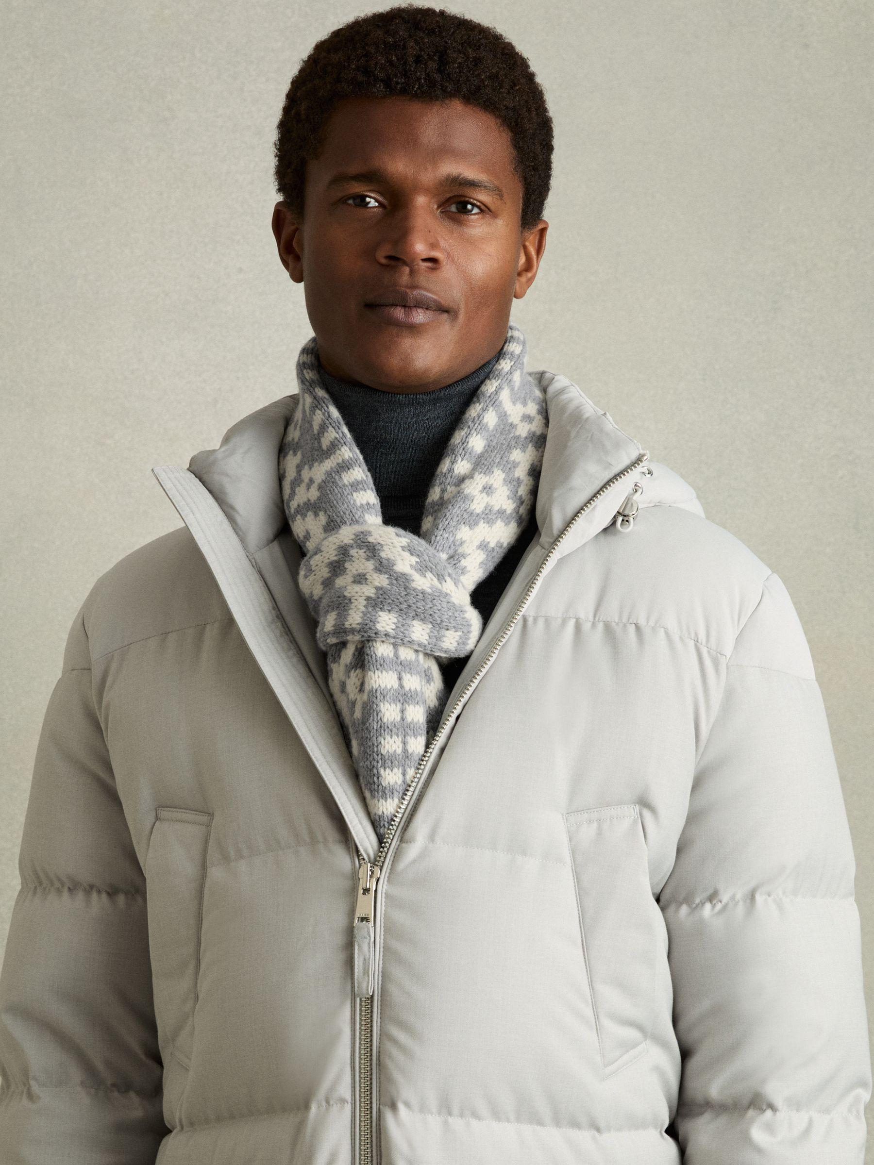 Wool-Blend Scarf in Grey/White Product Image