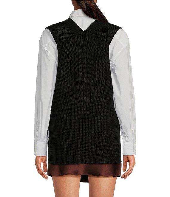 Gianni Bini Carolina Knit V-Neck Sleeveless Oversized Sweater Vest Product Image