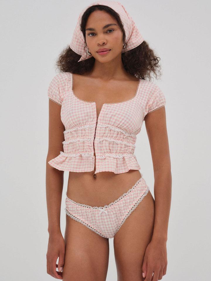 Petal Gingham Top — Pink Product Image