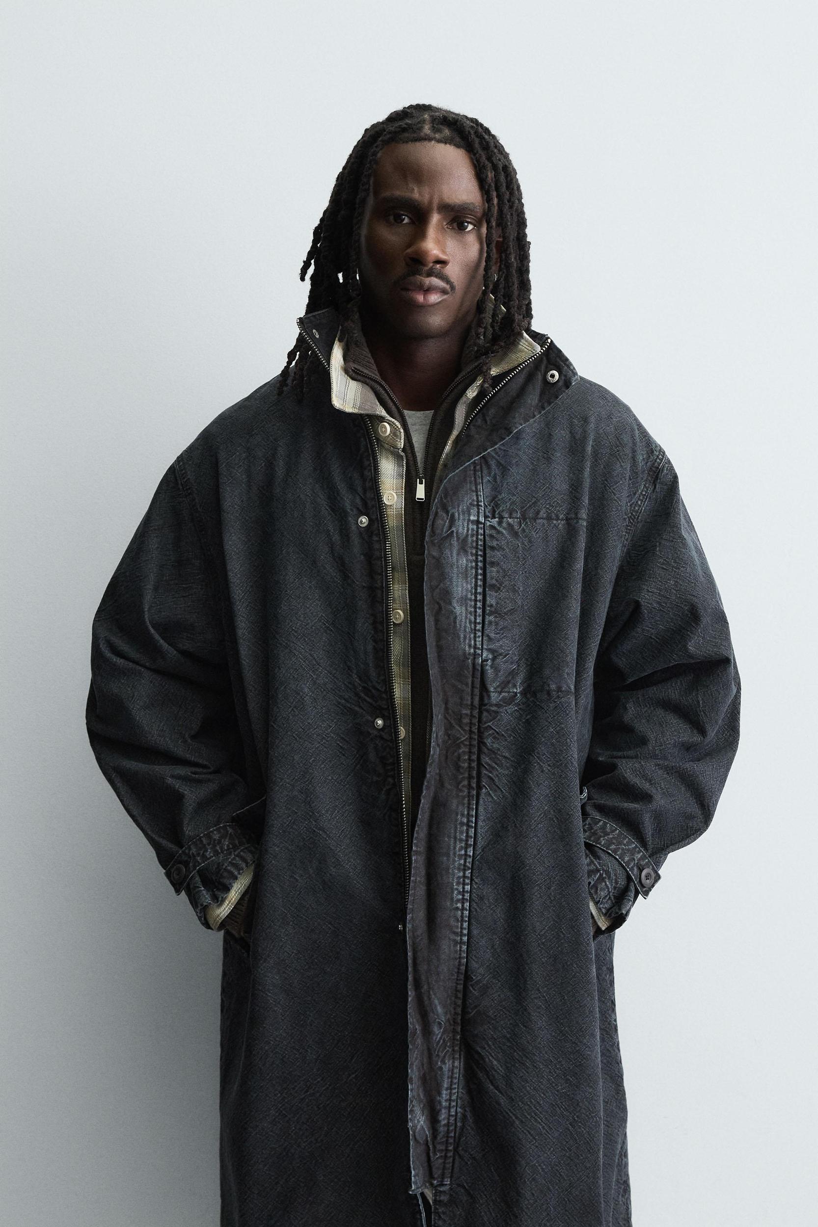 WASHED DENIM RELAXED FIT COAT Product Image