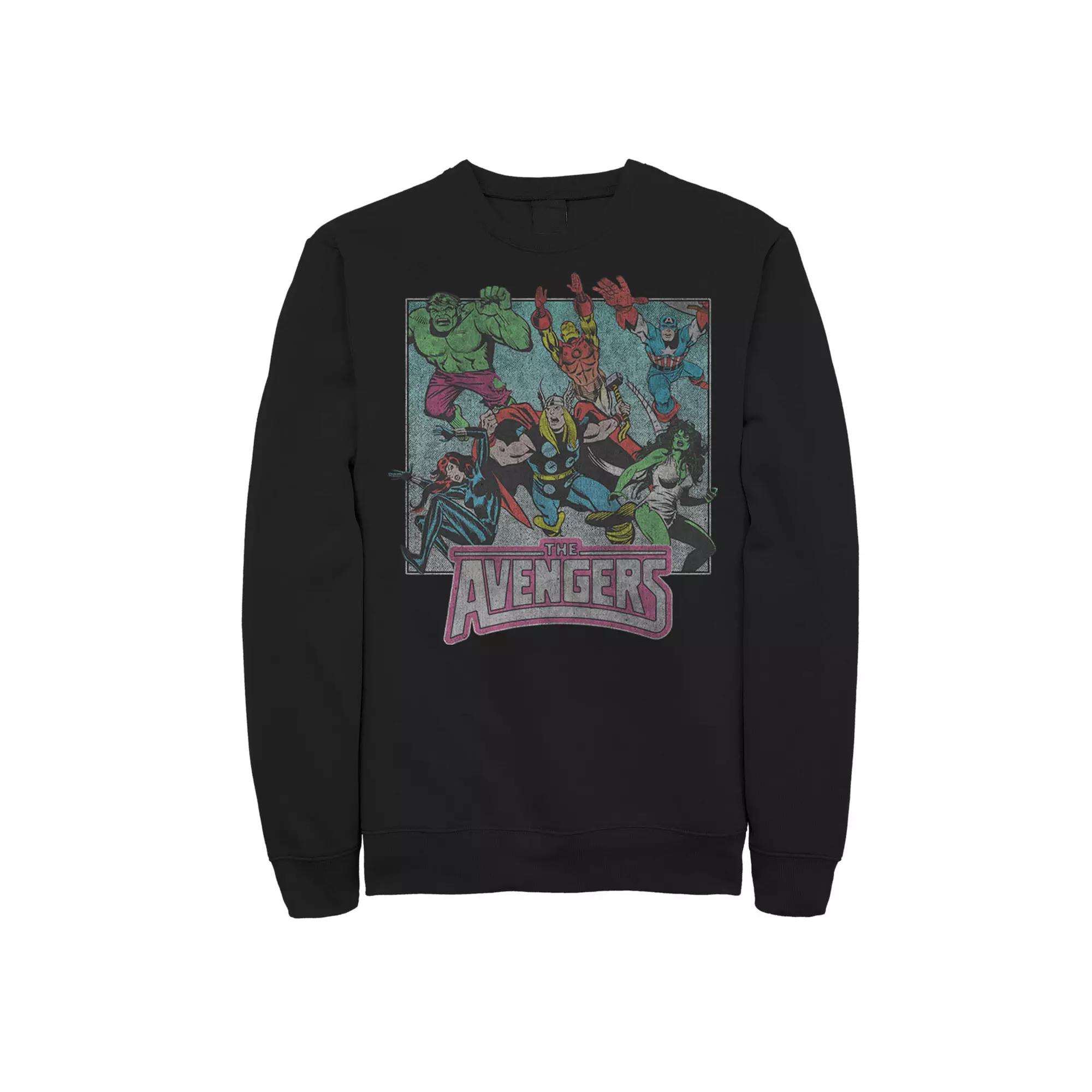 Men's Marvel Avengers Classic Group Action Shot Distressed Sweatshirt,  Product Image