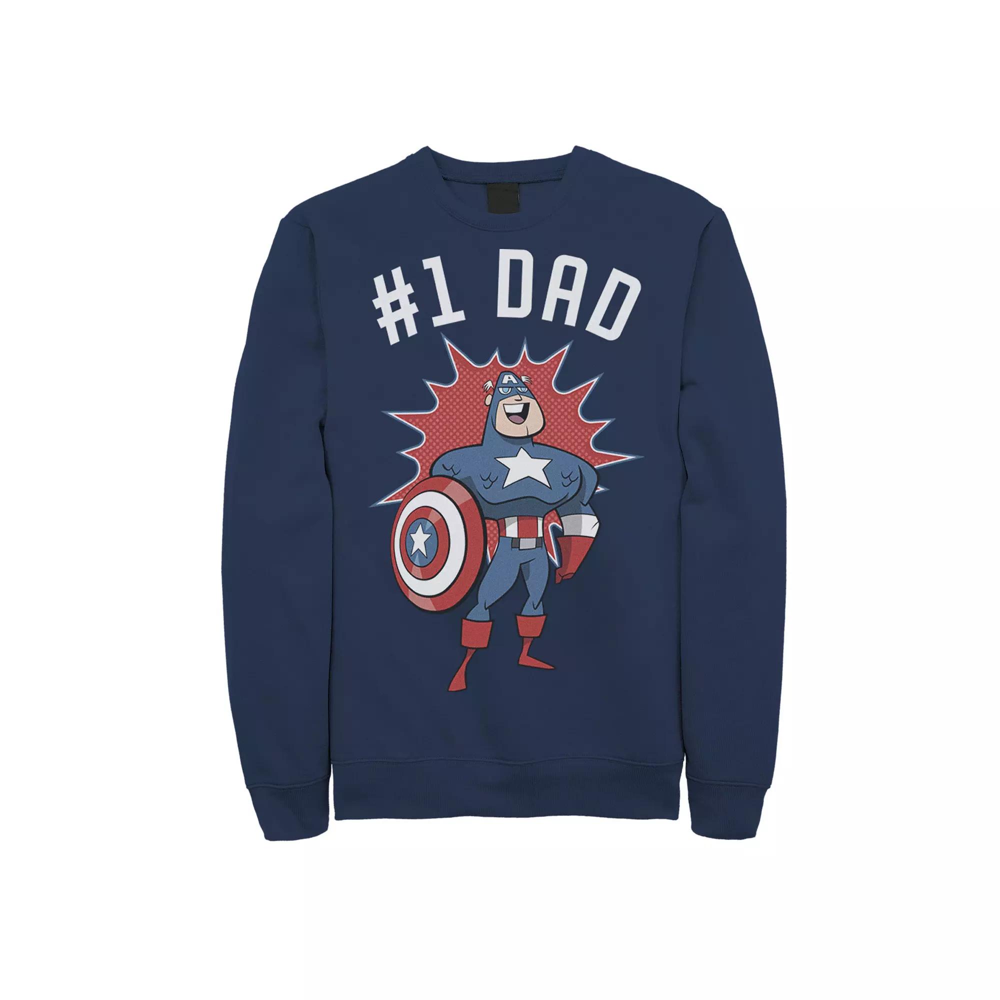 Men's Marvel Father's Day #1 Dad Captain America Portrait Sweatshirt,  Product Image