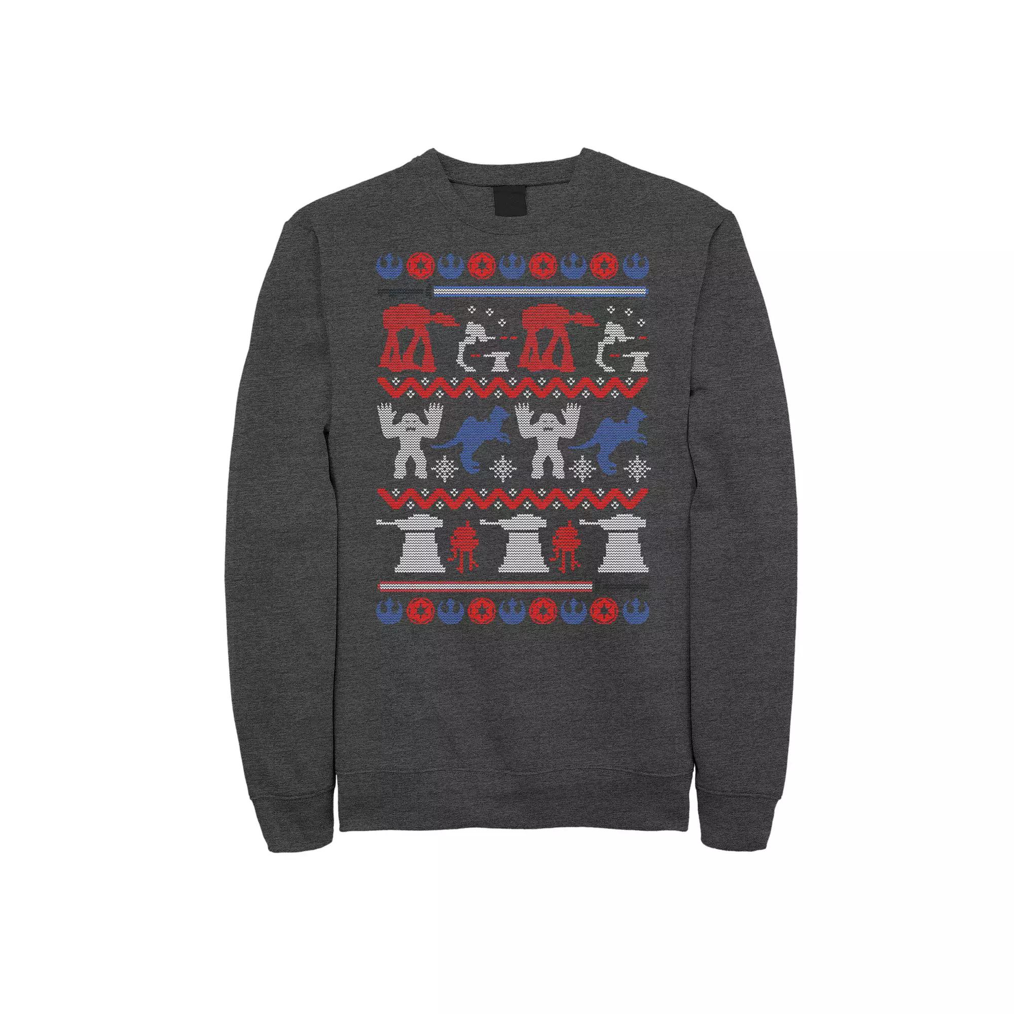 Men's Star Wars Hoth Battle Ugly Christmas Sweater Sweatshirt, Size: Large, Grey Heather Product Image