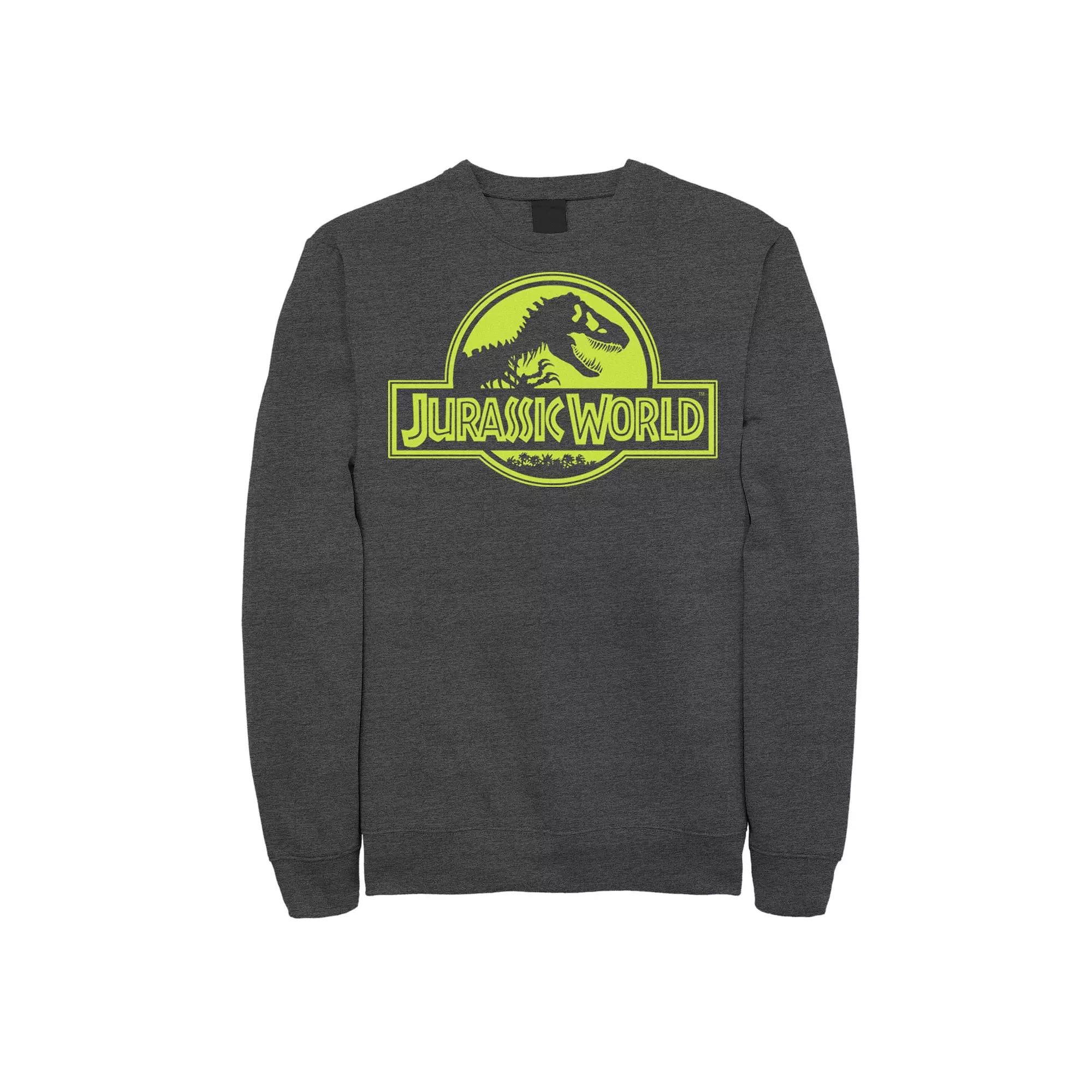 Men's Jurassic World Neon Green Classic Logo Fleece Graphic Pullover,  Product Image