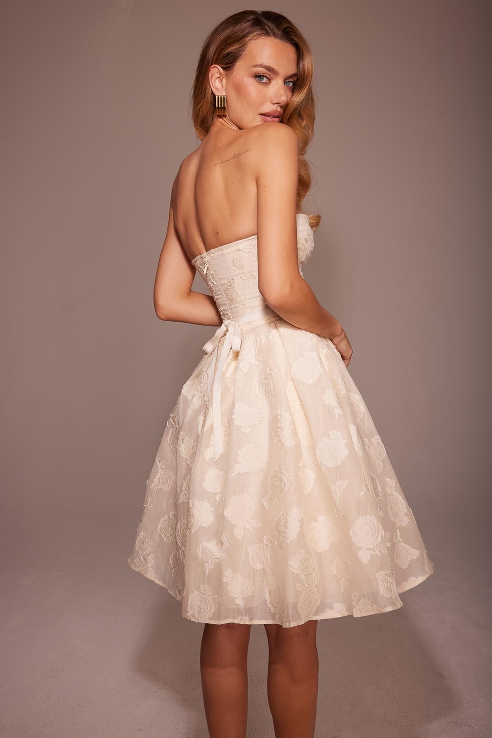 Saige  vintage cream floral strapless mini dress Product Image