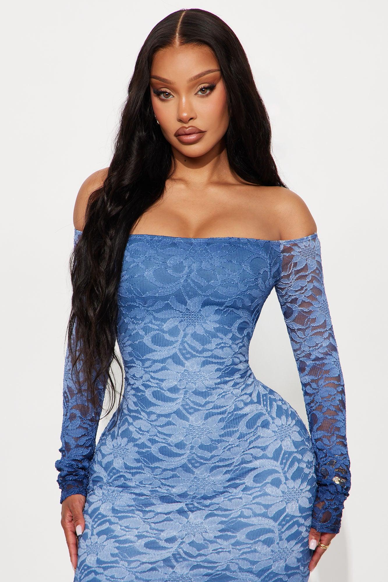 Lorelei Ombre Lace Midi Dress - Blue Female Product Image