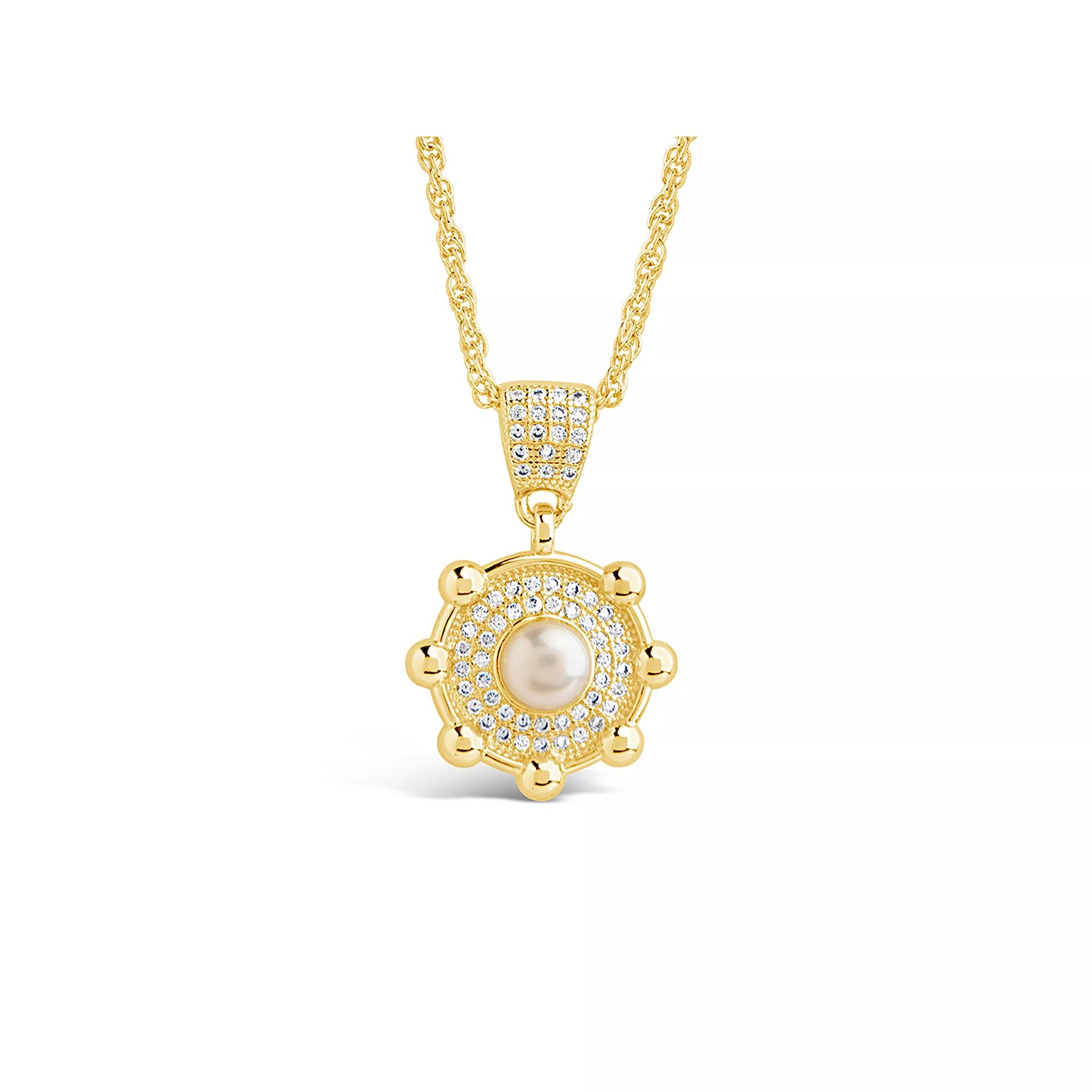 MC Collective Cubic Zirconia & Dyed Simulated Pearl Pendant Necklace, Women's, Size: 16-18" ADJ, Gold Tone Product Image