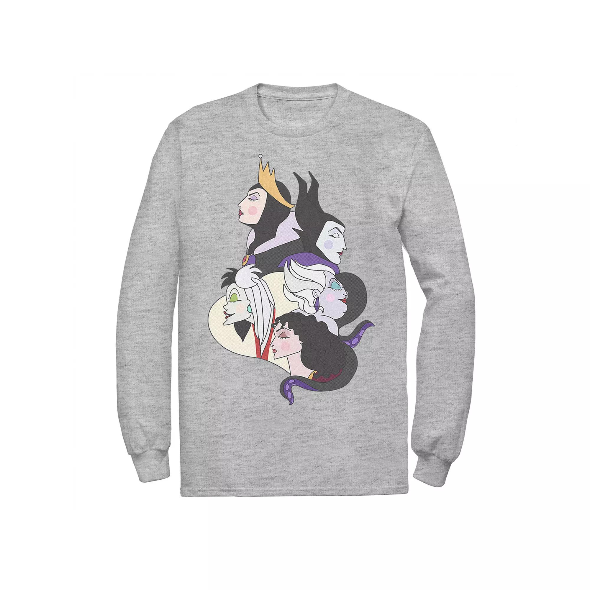 Disneys Villains Side Profile Group Shot Mens Tee, Boys Athletic Grey Product Image