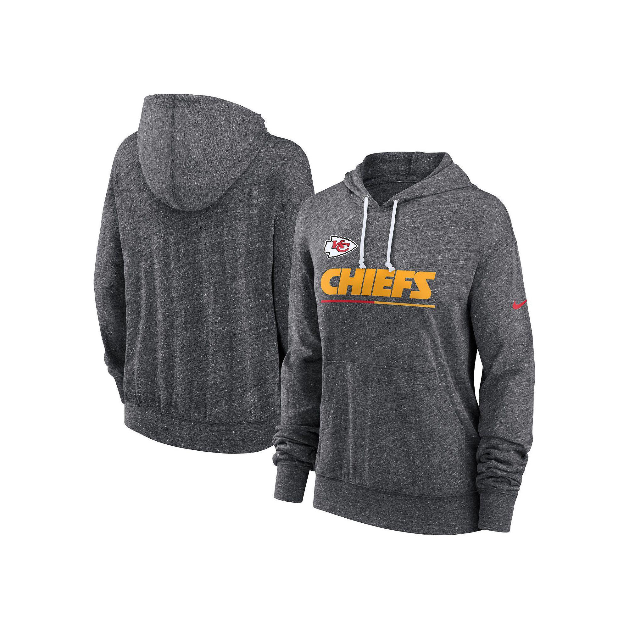 Women's Nike Heathered Charcoal Kansas City Chiefs Team Spirit Gym Vintage Performance Pullover Hoodie,  Product Image