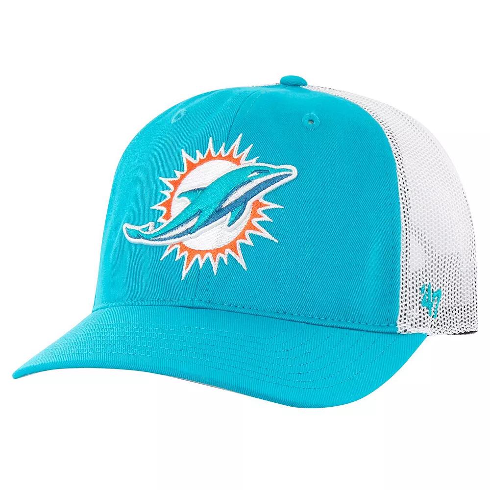 Men's '47 Aqua/White Miami Dolphins Team Unstructured Trucker Adjustable Hat, Turquoise A Product Image