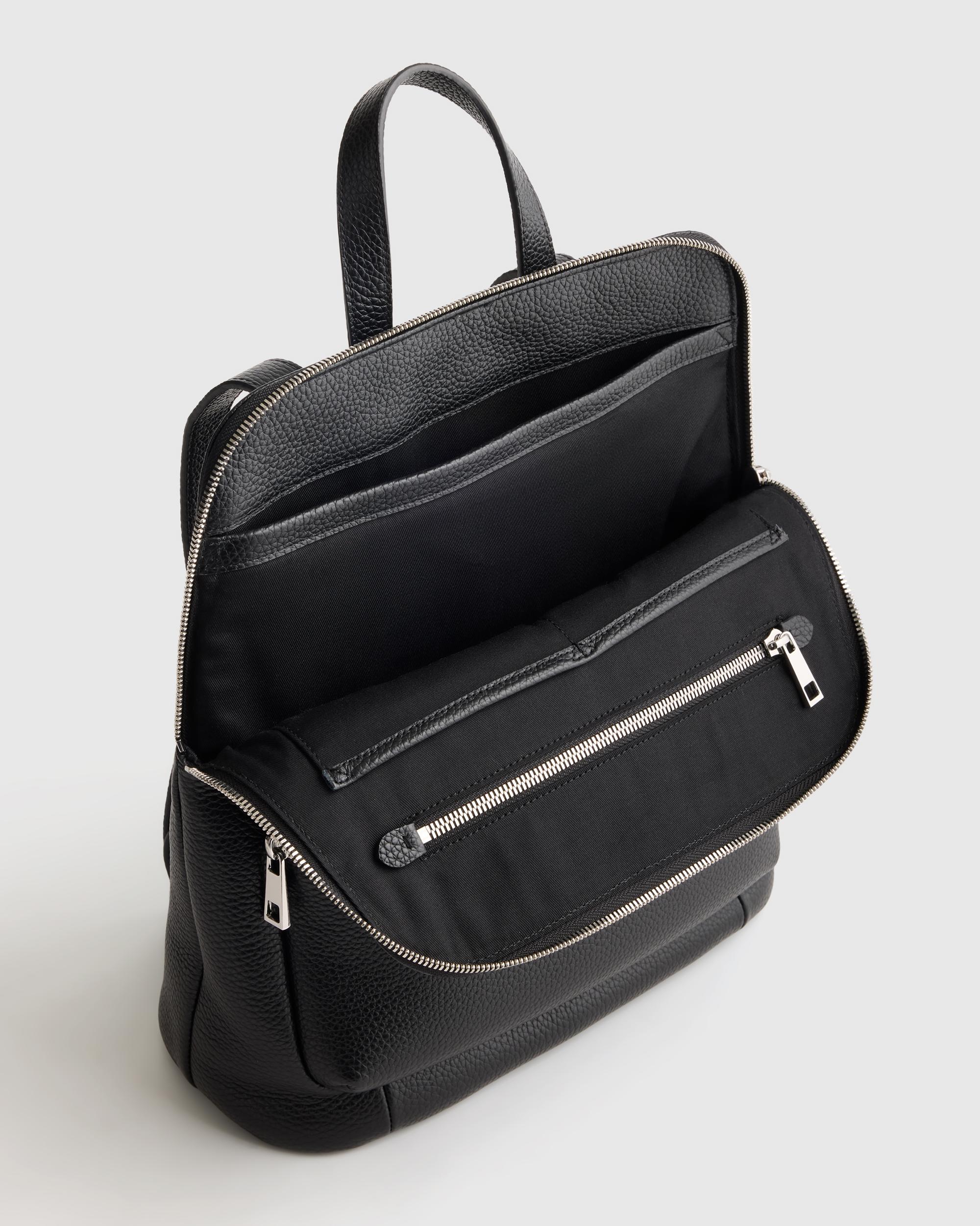 Quince | Women's Italian Leather Convertible Backpack in Black Product Image