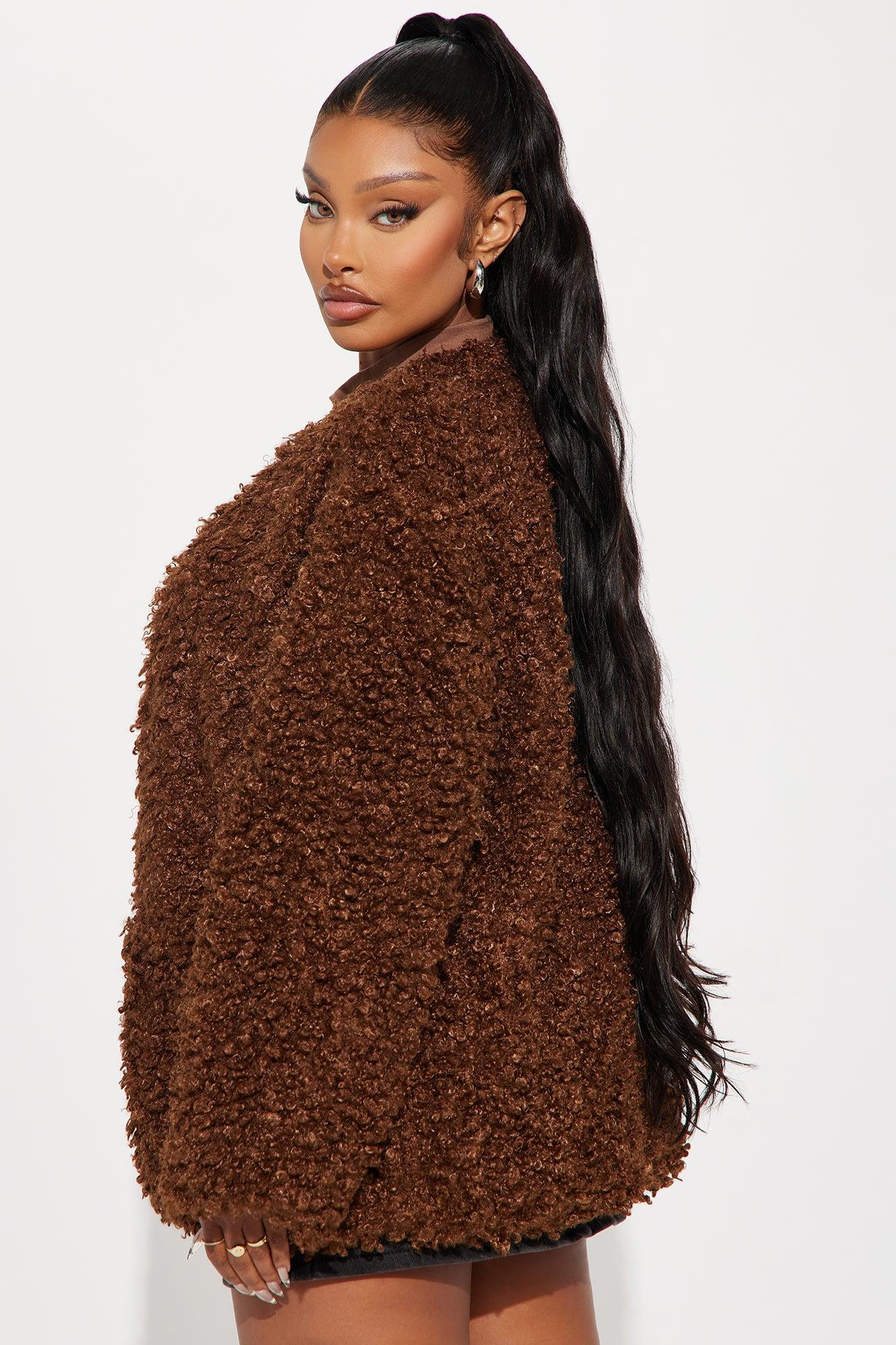 Adjust To The Fame Faux Fur Coat - Chocolate Female Product Image
