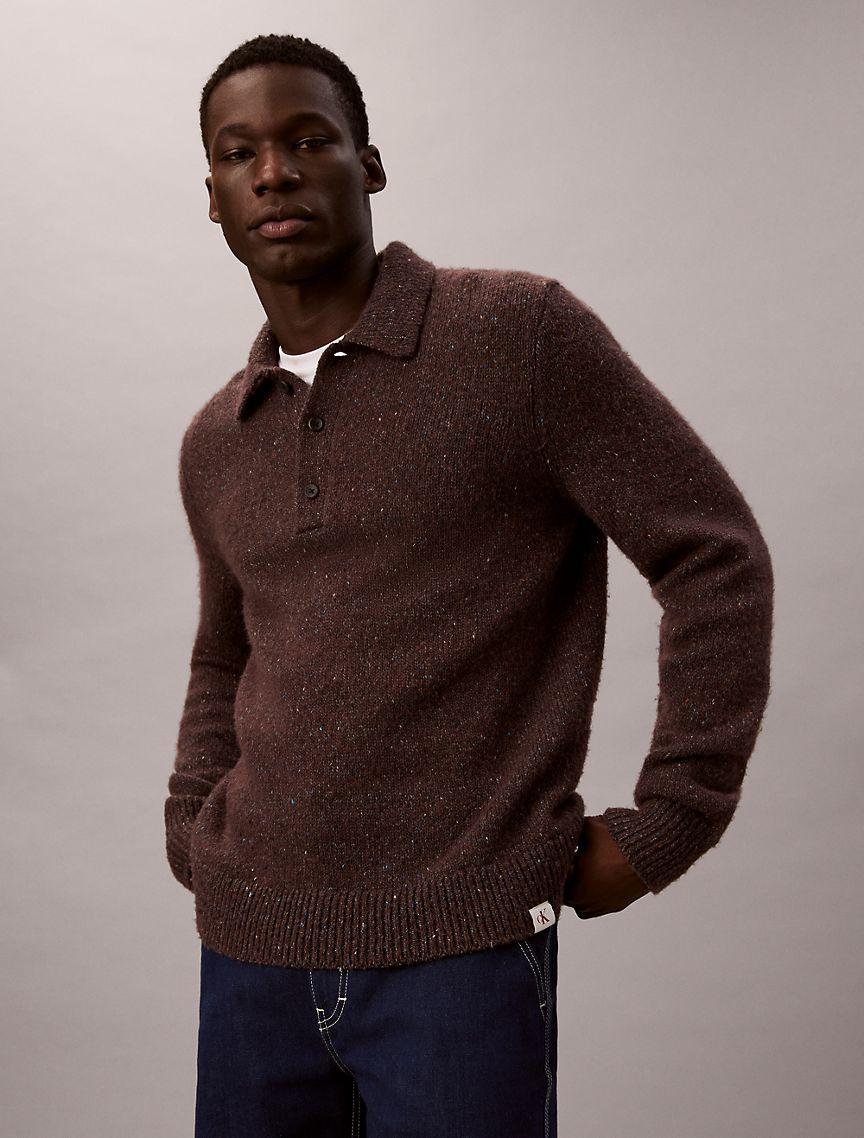 Nep Yarn Polo Sweater Product Image