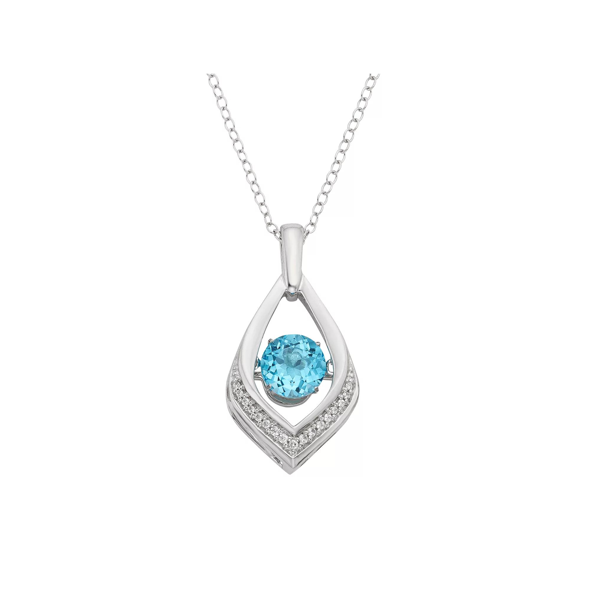 Blue Topaz & Diamond Accent Sterling Silver Pendant Necklace, Women's, Size: 16" Product Image