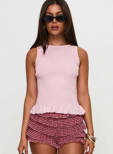 Chauntelle Ruched Top Pink Product Image
