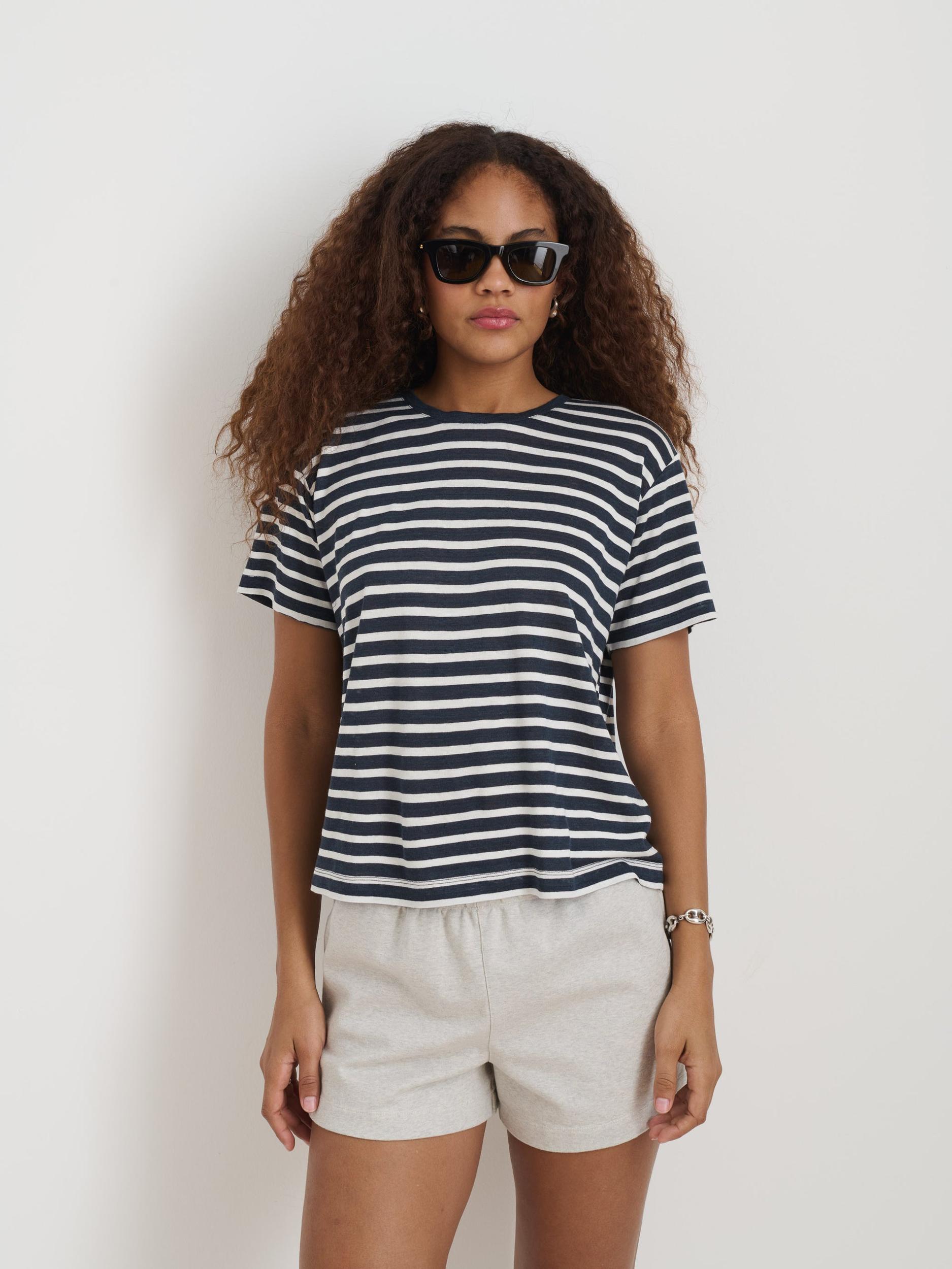 Garcon Striped Tee In Linen Cotton Product Image