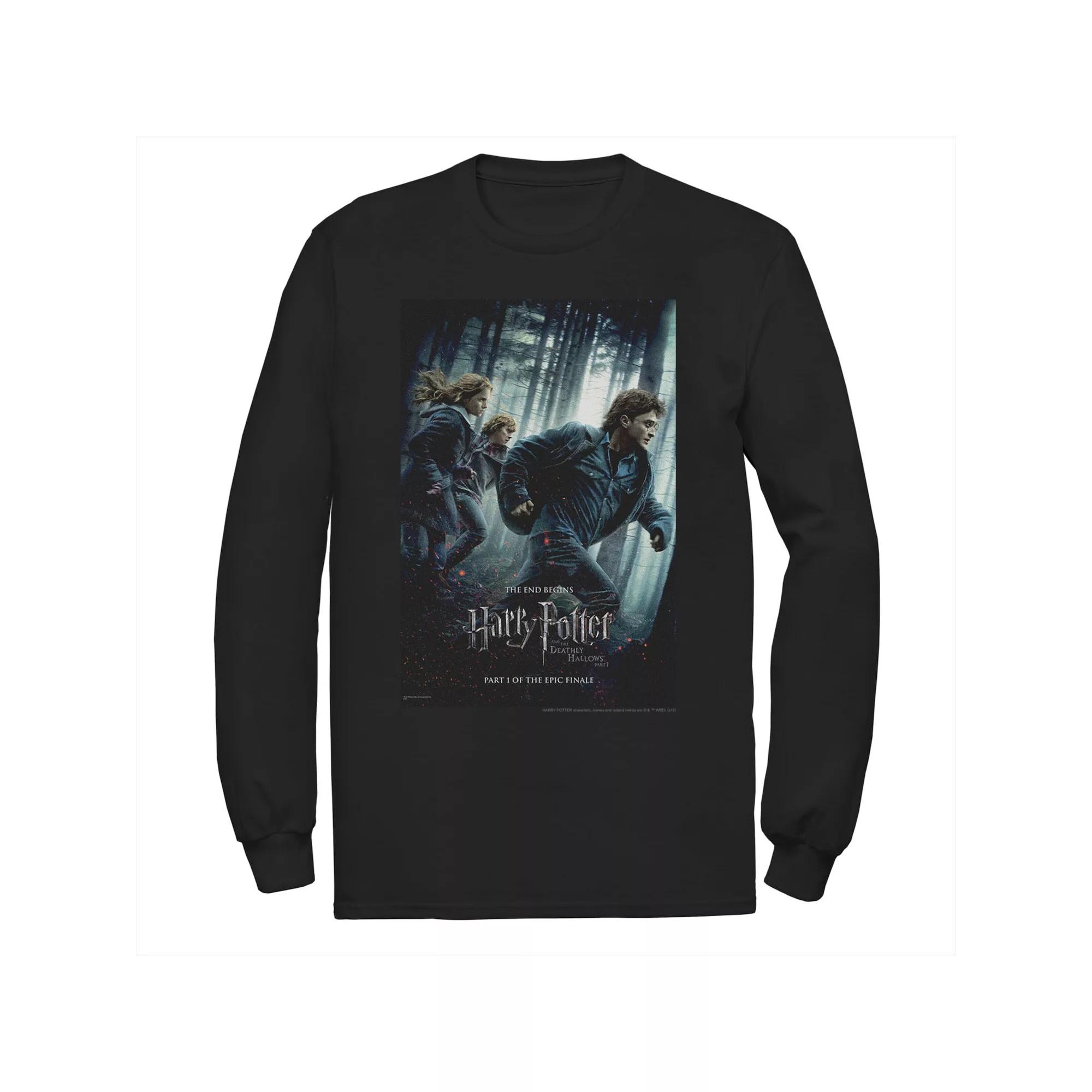 Men's Harry Potter Deathly Hallows Group Shot Poster Long Sleeve Graphic Tee,  Product Image