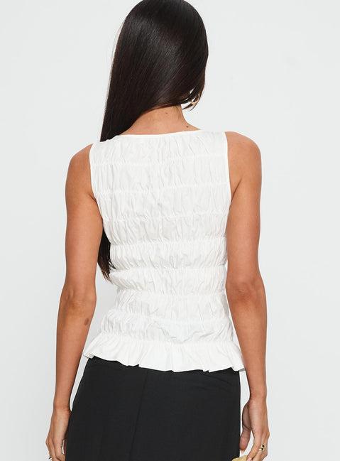 Marleene Shirred Top White Product Image