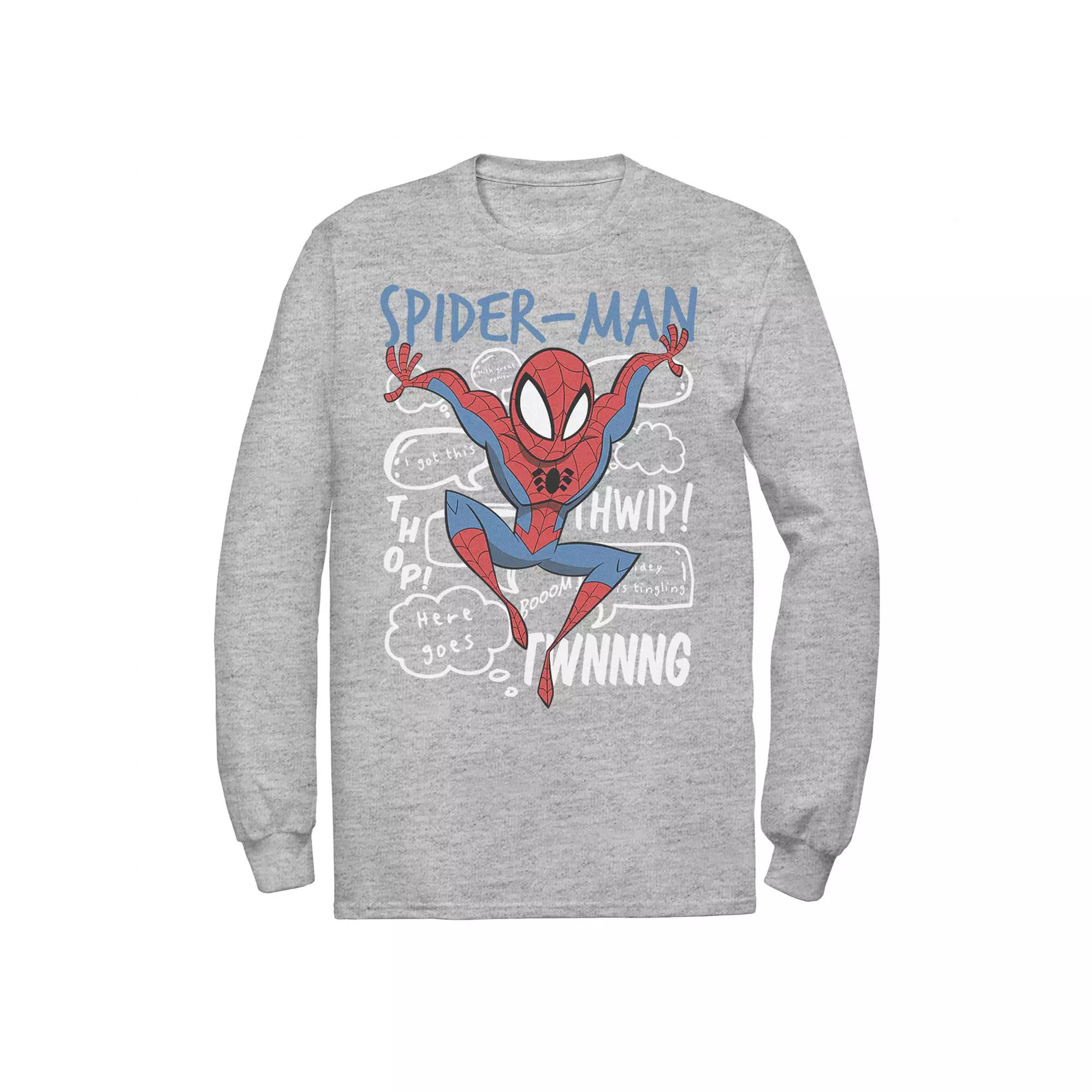 Men's Marvel Spider-Man Action Pose Comic Sound Effects Tee,  Product Image