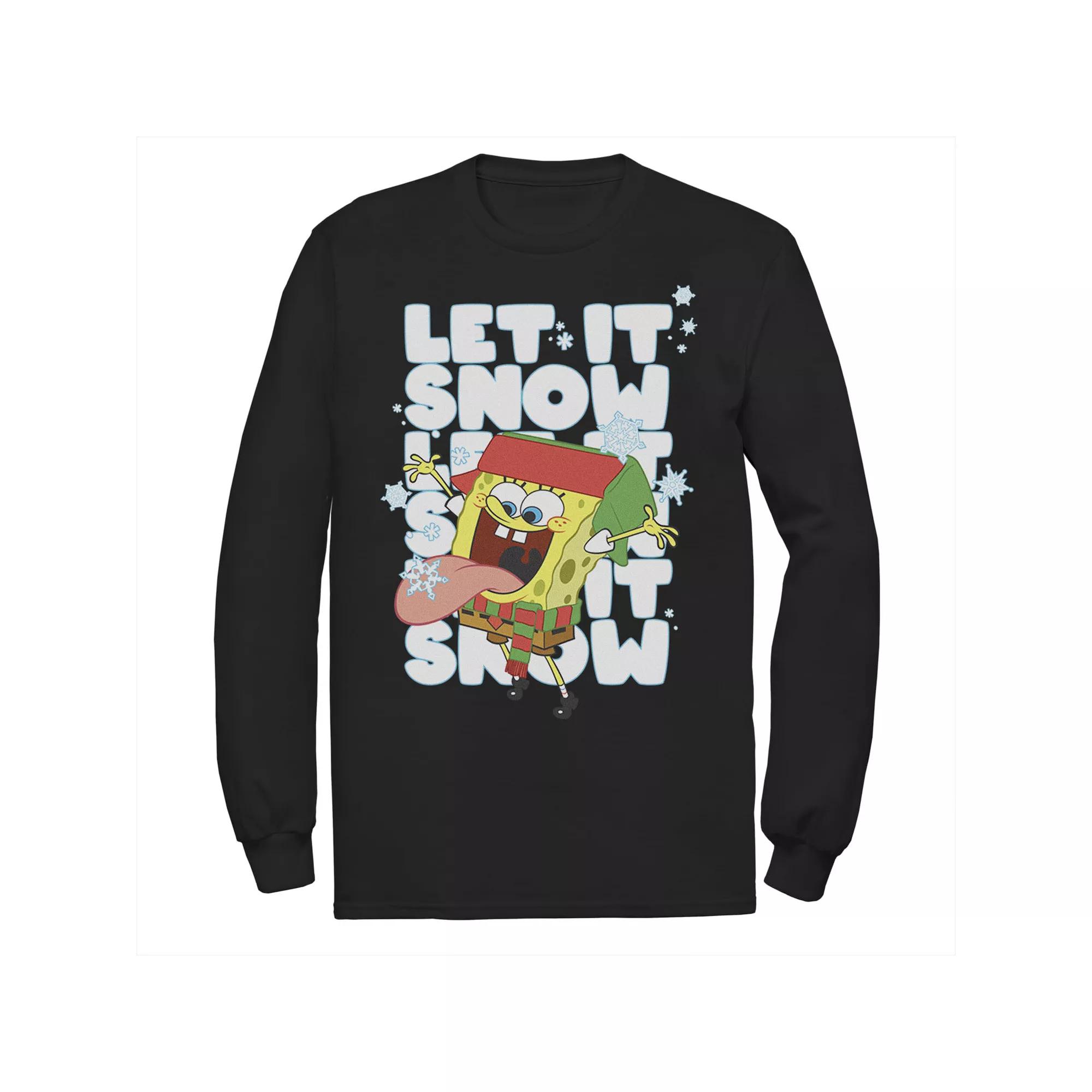 Men's Nickelodeon Spongebob Squarepants Let It Snow Let It Snow Let It Snow Long Sleeve Graphic Tee,  Product Image