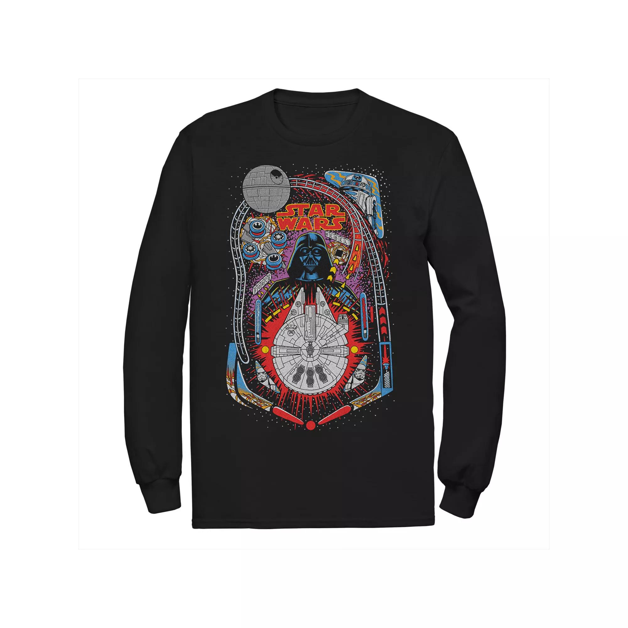 Men's Star Wars Darth Vader Death Star Pinball Long Sleeve Tee,  Product Image