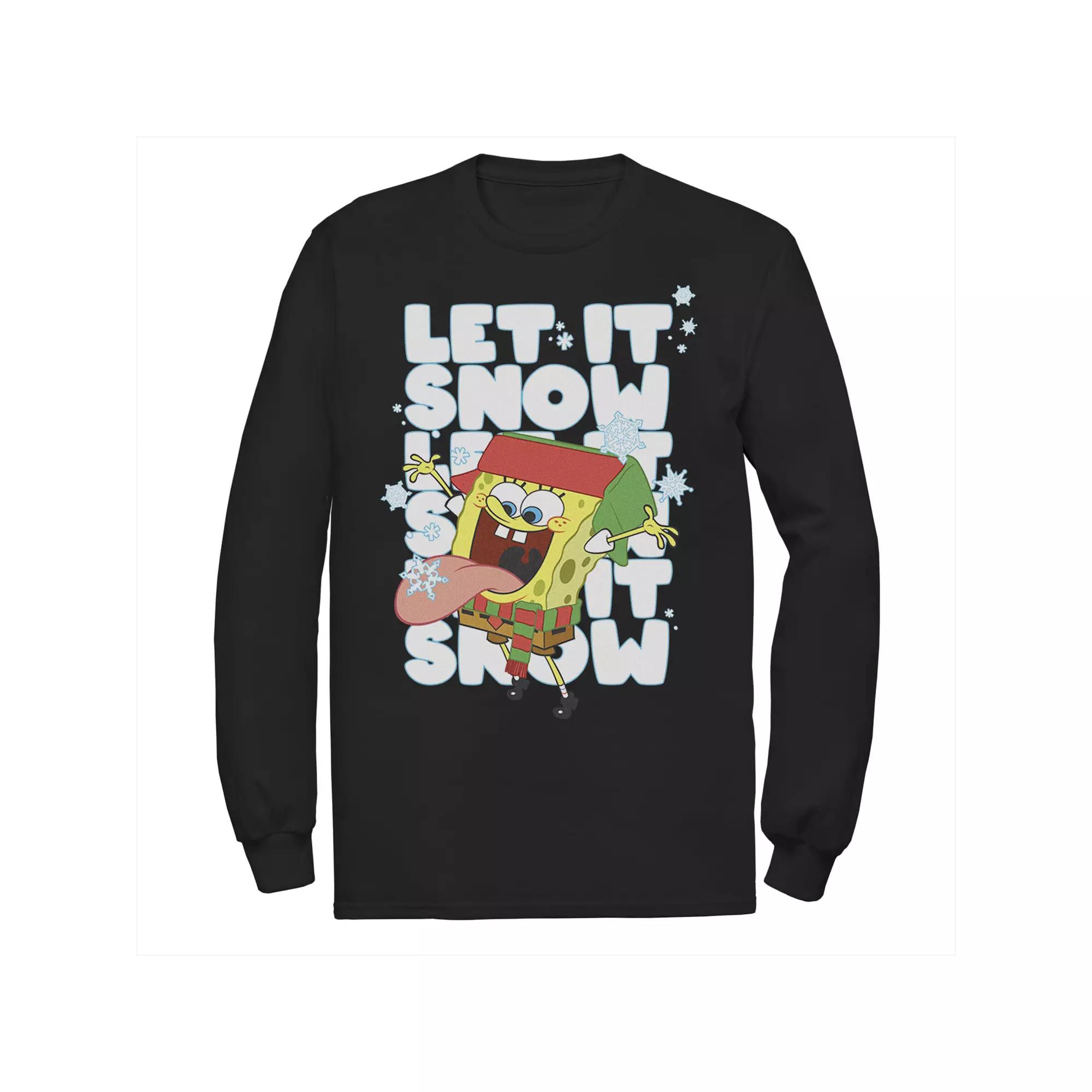 Men's Nickelodeon Spongebob Squarepants Let It Snow Let It Snow Let It Snow Long Sleeve Graphic Tee,  Product Image