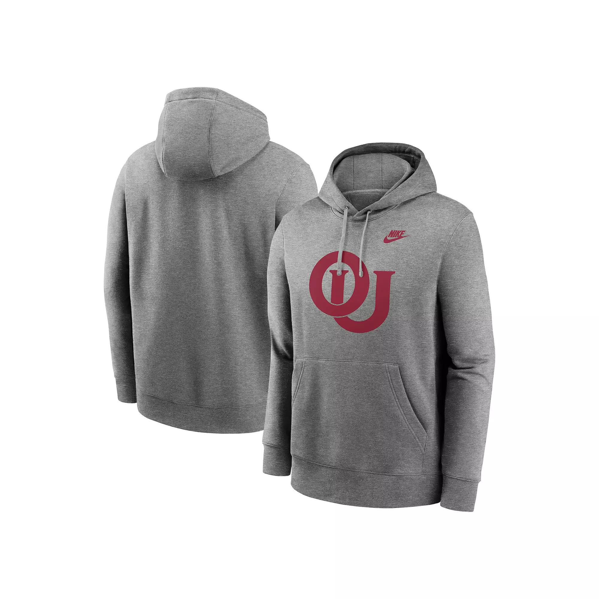 Men's Nike Heather Gray Oklahoma Sooners Legacy Logo Club Fleece Pullover Hoodie,  Product Image