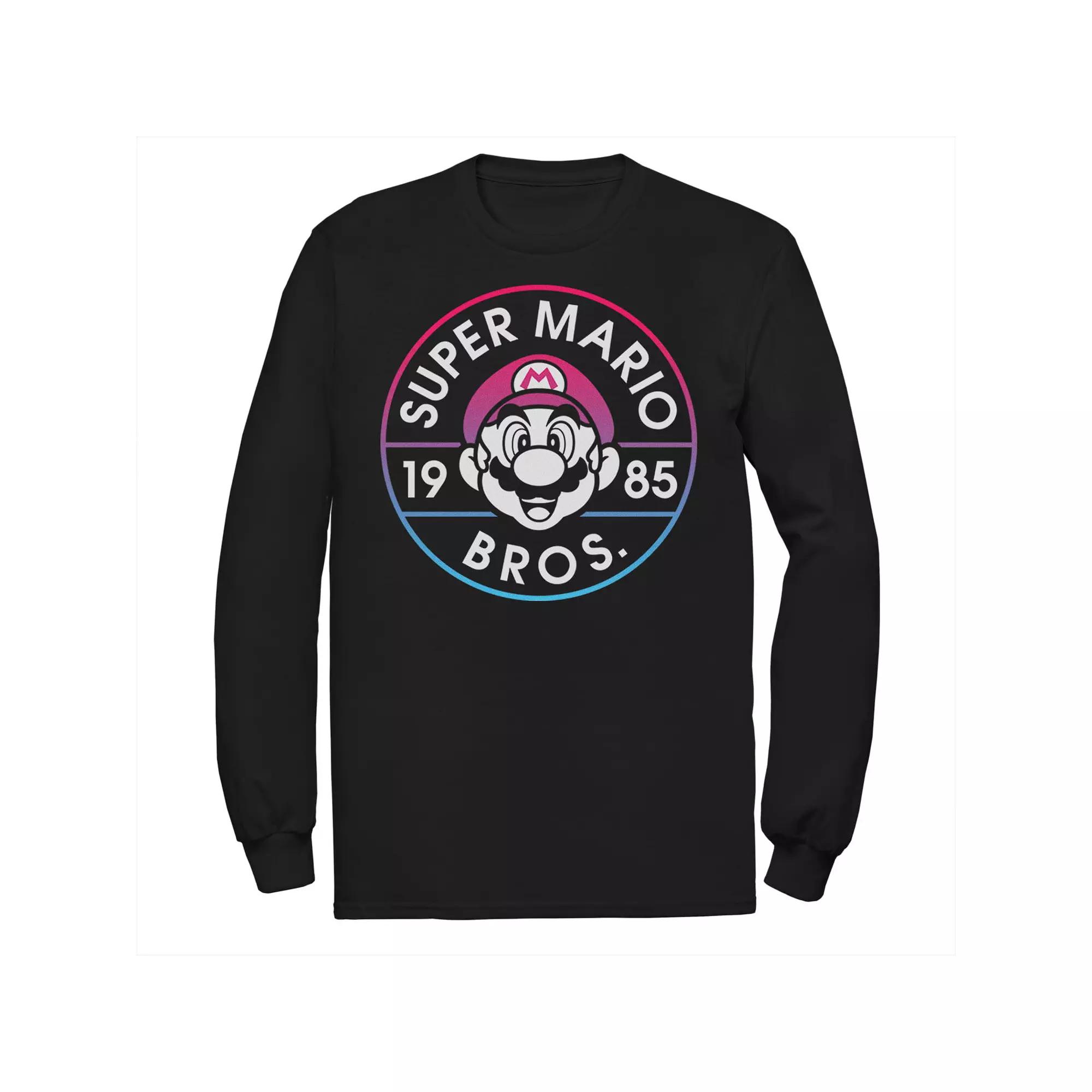 Men's Super Mario Bros. 1985 Gradient Stamp Long Sleeve Tee,  Product Image