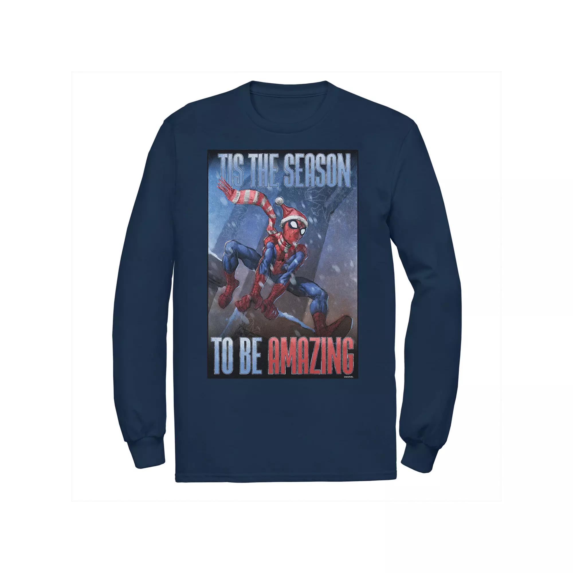 Men's Marvel Spider-Man 'Tis The Season To Be Amazing Long Sleeve Tee,  Product Image