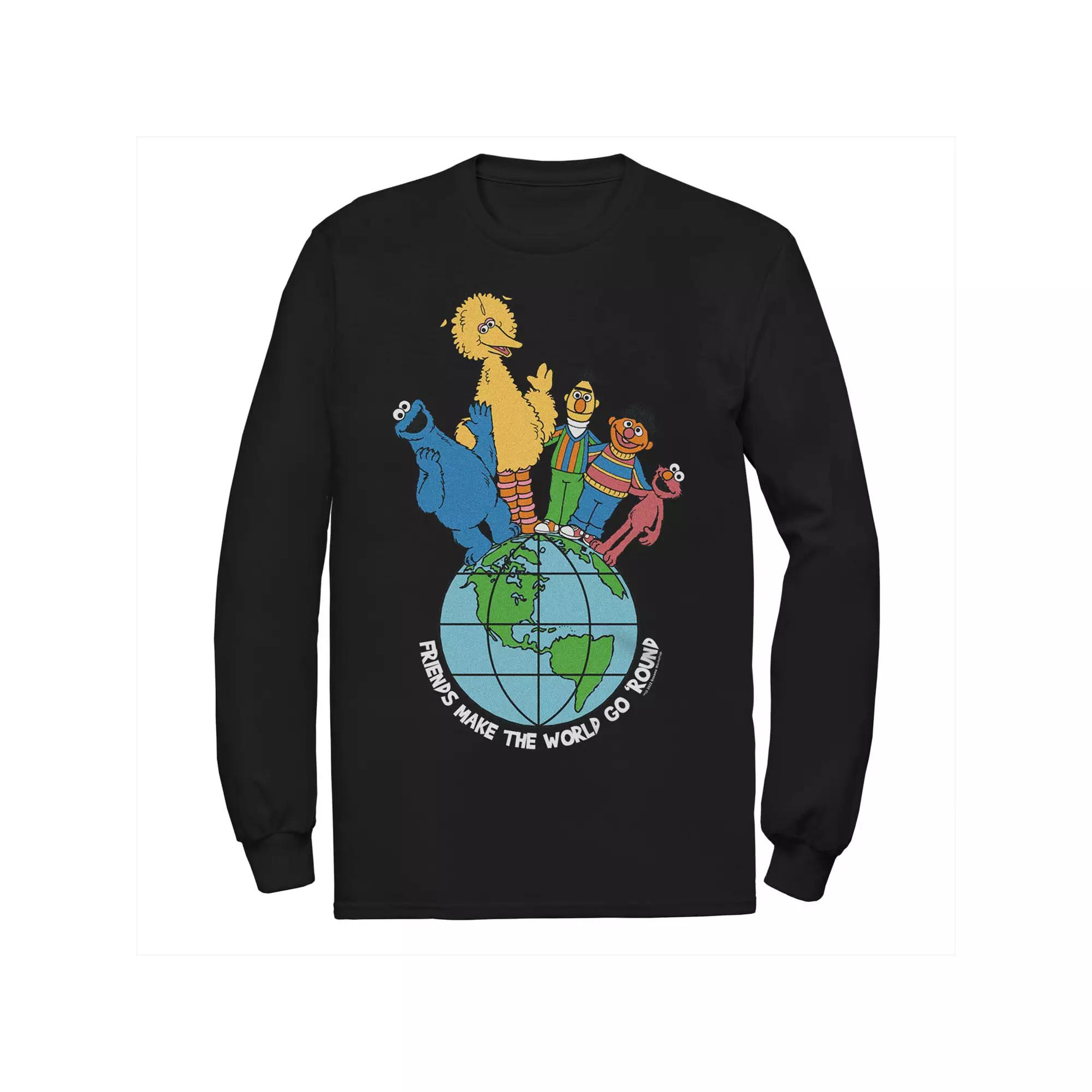 Men's Sesame Street Friends Make The World Go Round Long Sleeve Tee,  Product Image