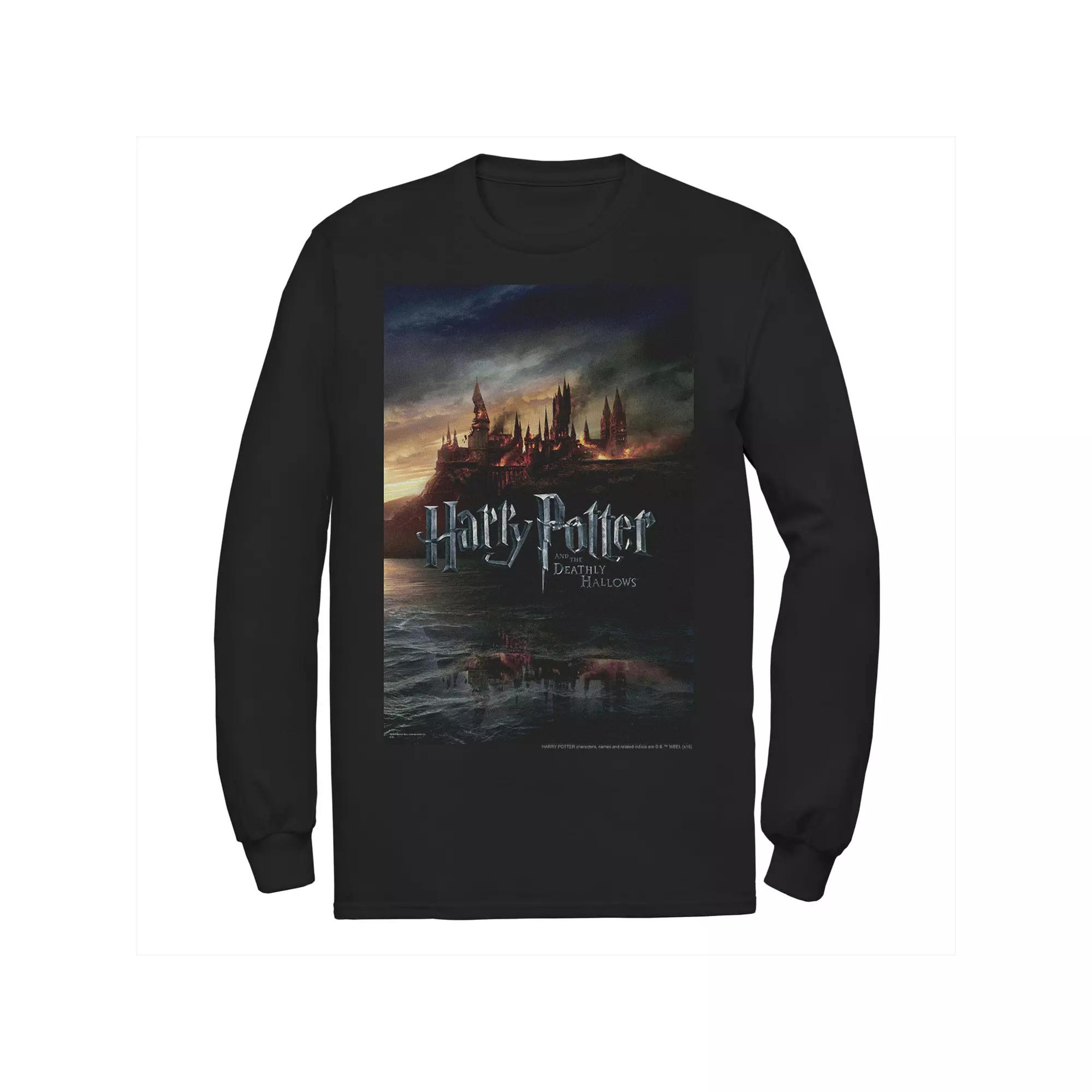 Men's Harry Potter And The Deathly Hallows Hogwarts Poster Long Sleeve Graphic Tee,  Product Image