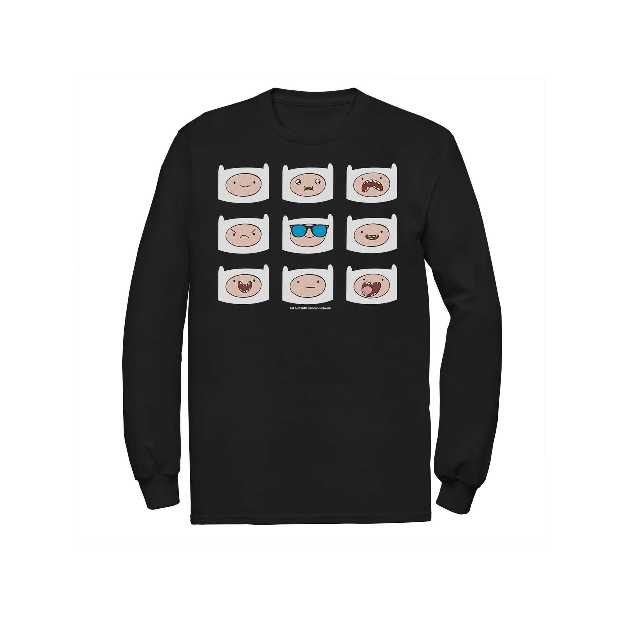 Men's Adventure Time Finn's Many Faces Grid Long Sleeve Graphic Tee,  Product Image