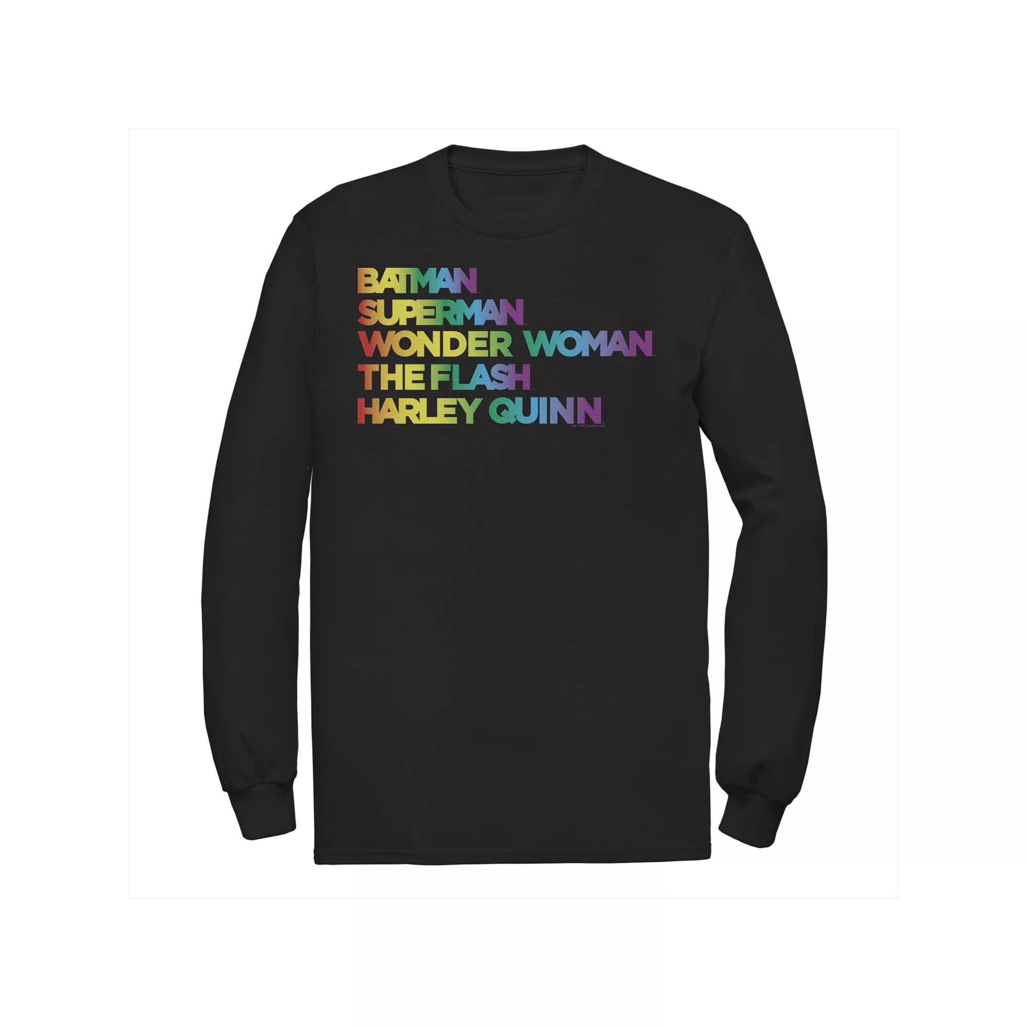 Men's Justice League Member Graidient Rainbow Word Stack Tee,  Product Image