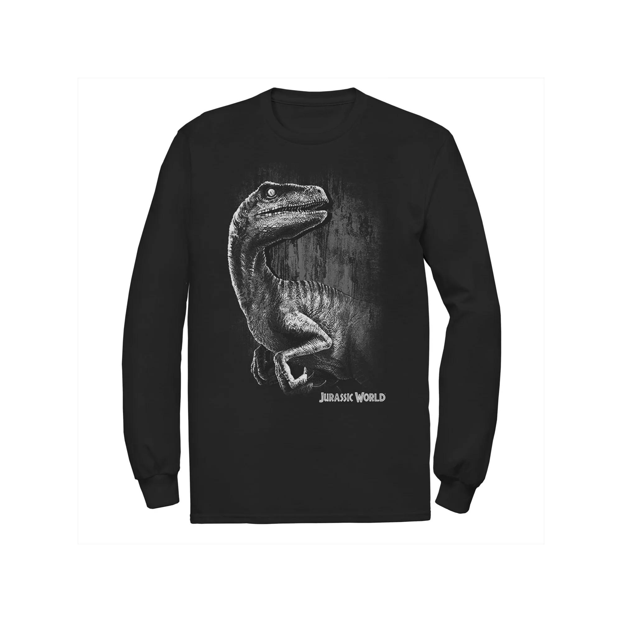 Men's Jurassic World Geometric Shape Pattern Logo Long Sleeve Graphic Tee,  Product Image