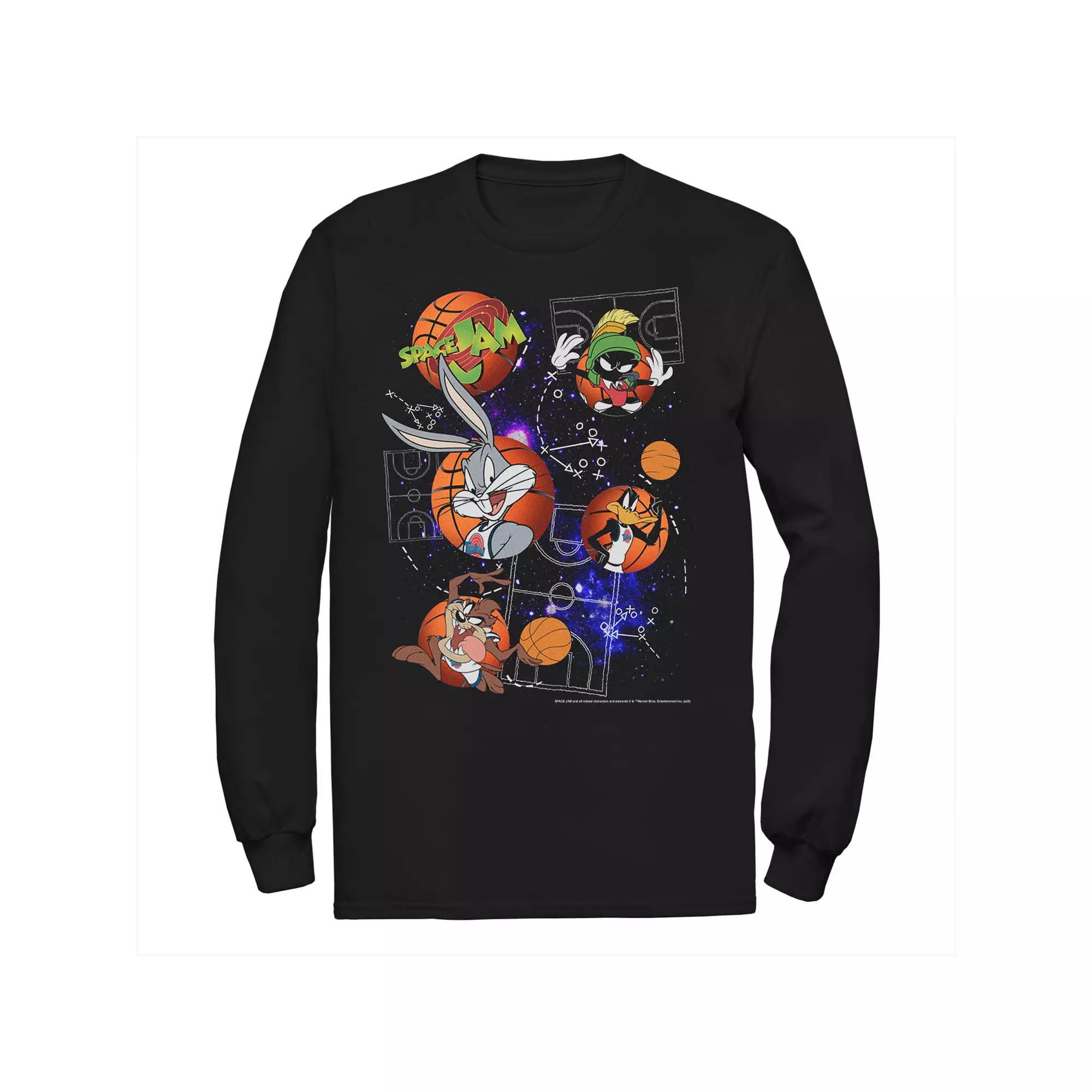 Men's Looney Tunes Space Jam Group Shot Basketball Sketches Tee,  Product Image