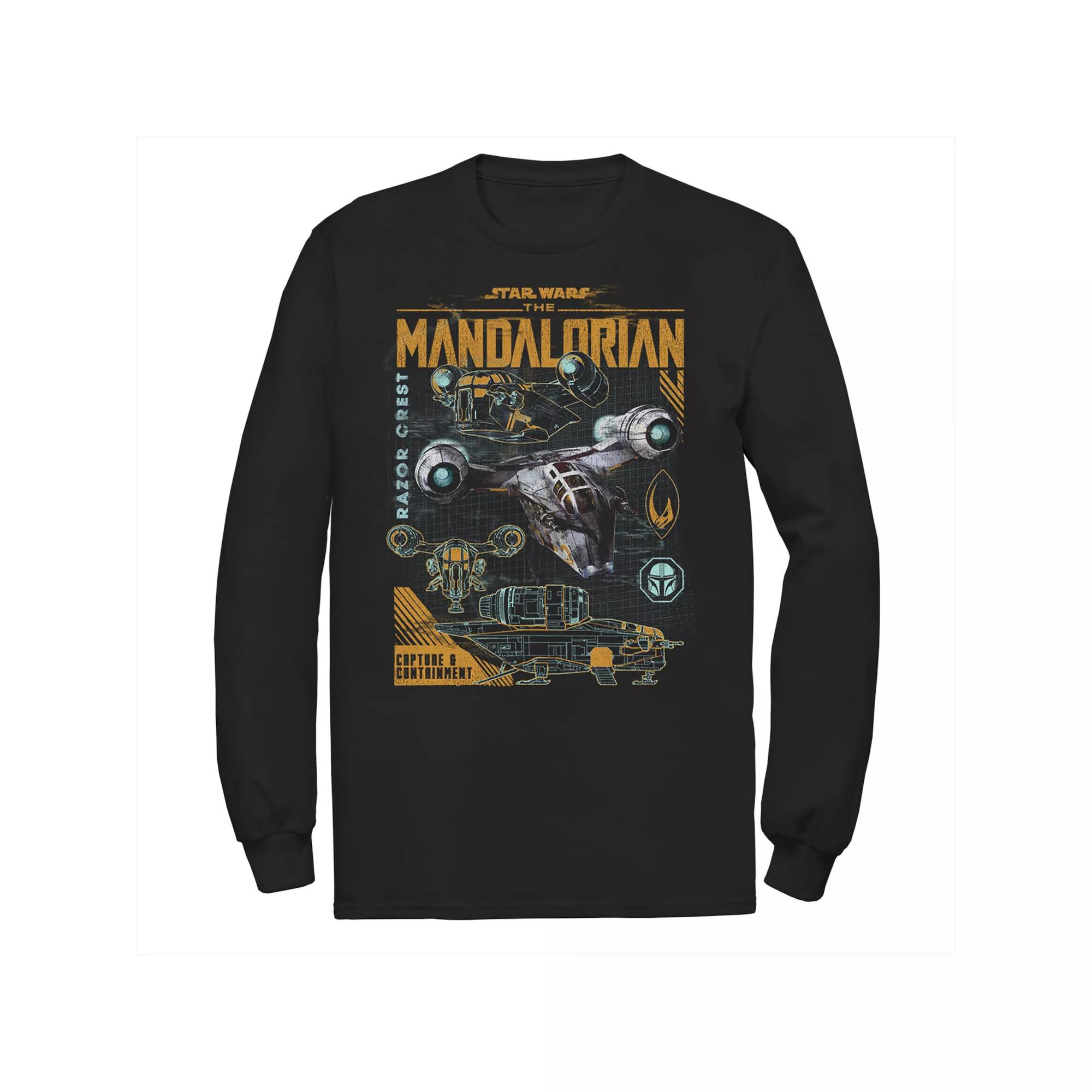 Men's Star Wars The Mandalorian Razor Crest Schematics Poster Tee, Size: Small, Black Product Image