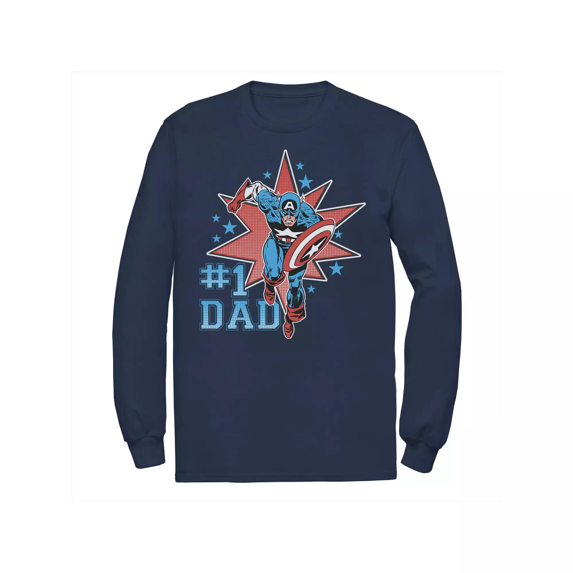 Men's Marvel Captain America #1 Dad Tee, Size: Large, Blue Product Image
