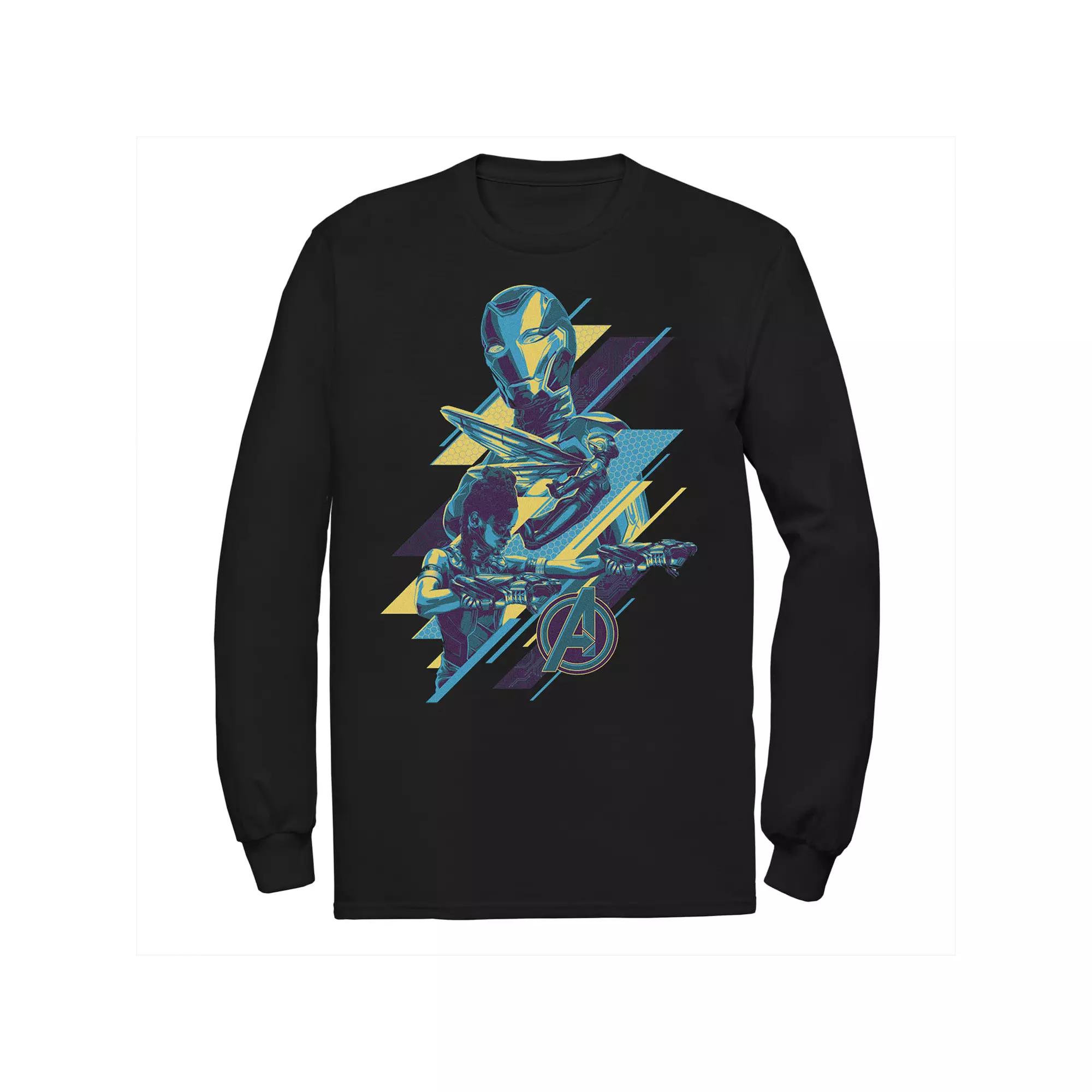 Men's Marvel Avengers Endgame Abstract Blue Hue Group Shot Logo Long Sleeve Graphic Tee,  Product Image